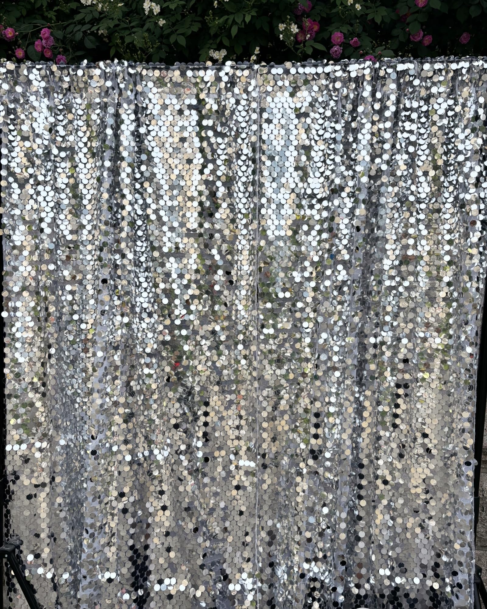 Silver Sequin Backdrop Curtain - 8.8x8ft Glitter Photo Background For Parties & Events