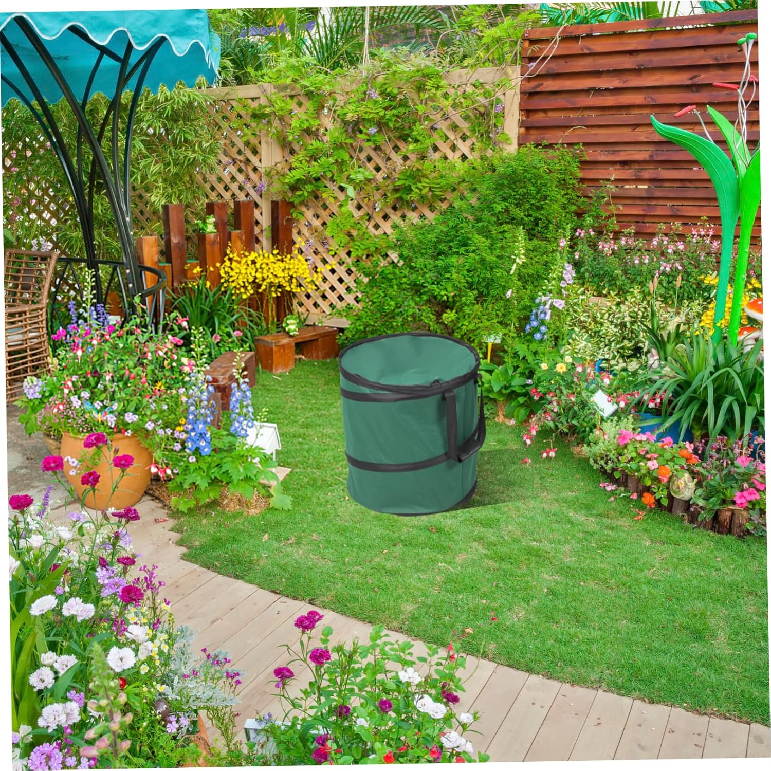 BESPORTBLE Foldable Oxford Cloth Nut Collection Bag Spring Bottom for Yard Waste Gardening Leaves and Rubbish Sturdy Leaf Storage Bag Handles