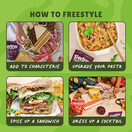 Miniatura 5 de Freestyle Snacks Paquetes de aceitunas, el paquete variado incluye (3) paquetes resellables de 4 onzas y (6) paquetes de una sola porción de 1.1