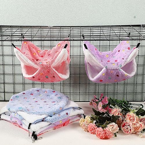 Miniatura 5 de Sadnyy Hamaca de jaula para ratas, hamaca para animales pequeños, conejillo de indias, cama colgante para dormir, cama colgante de forro polar