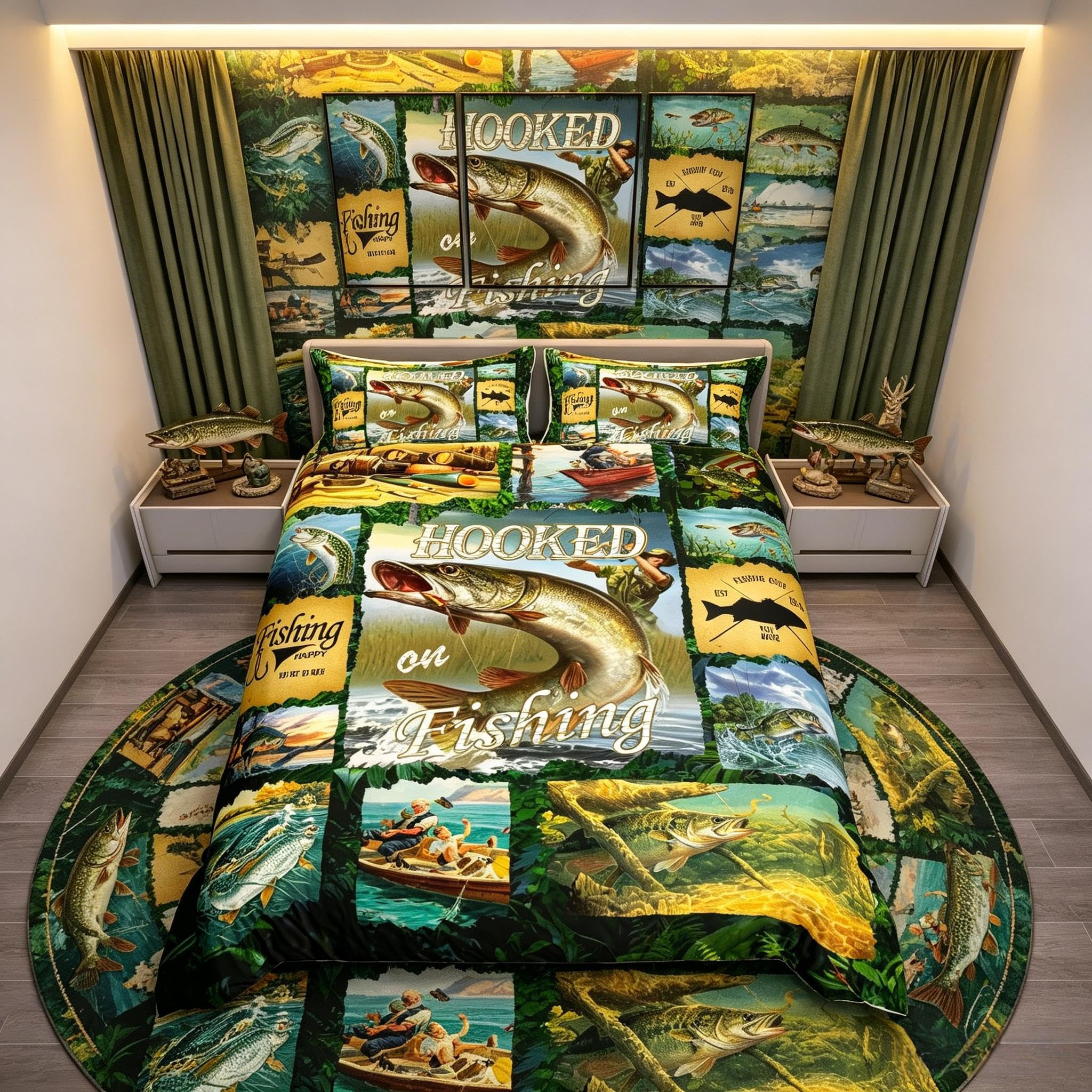Homemissing Super King Barracuda Comforter Cover Set Sea Bass Pattern Bedding Set Theme Fishing and Hunting Duvet Cover Room Decoration Fisherman Fishman — image 1