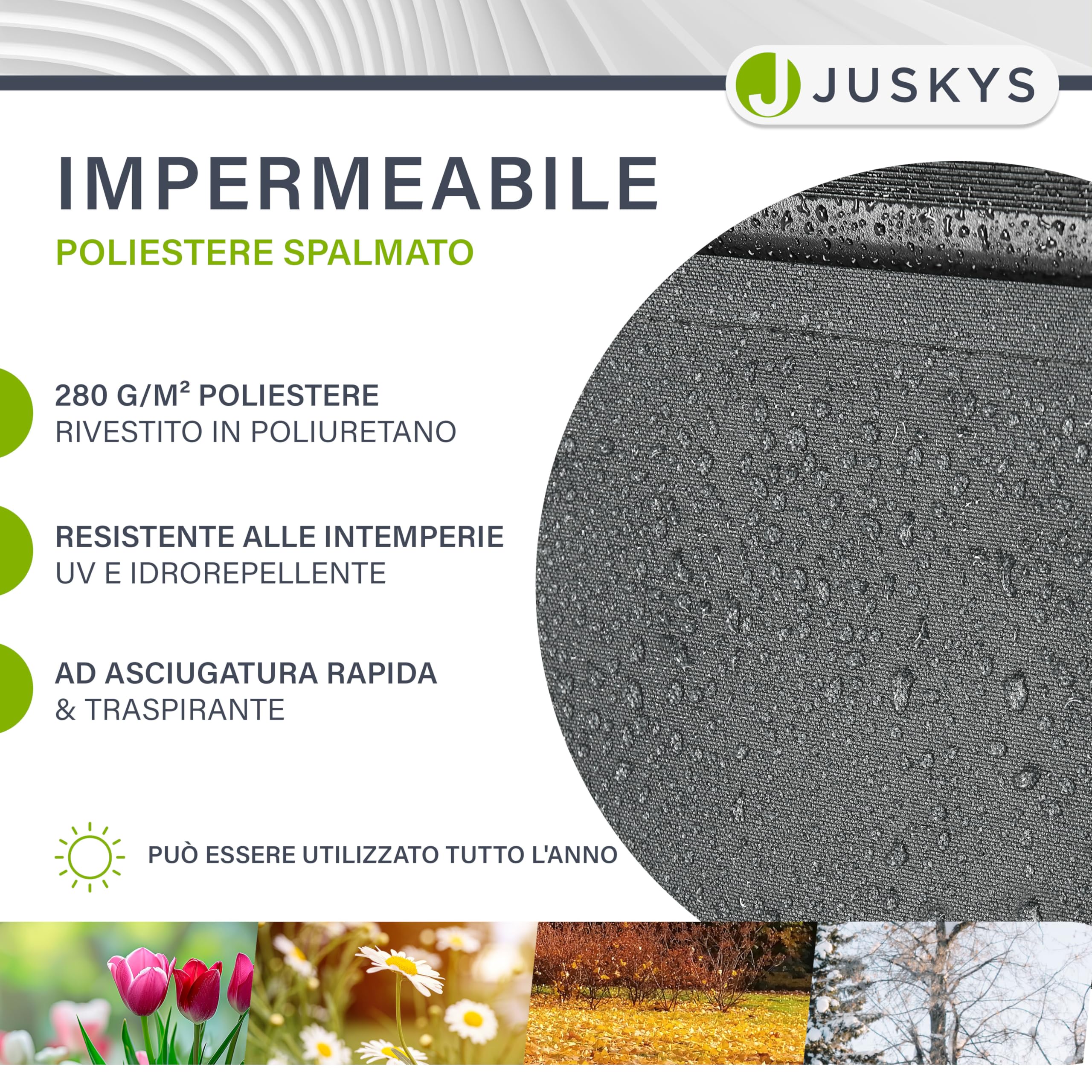 Juskys Tenda a Bracci Estensibili 400x300 cm UV40+ Impermeabile con Manovella Regolabile Grigio