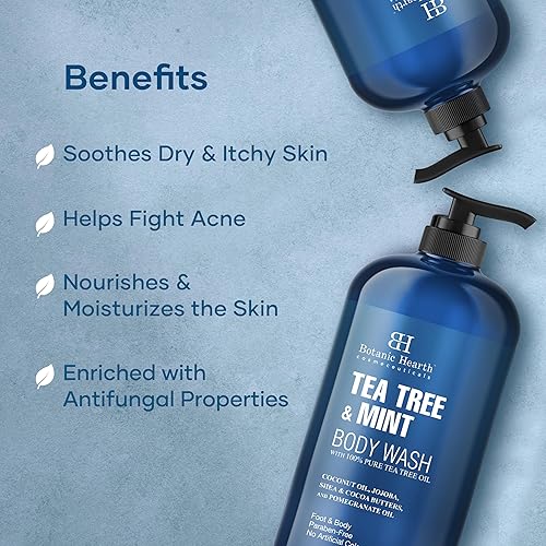 Miniatura 6 de Botanic Hearth Tea Tree Oil Body Wash with Mint, 16 fl oz - Moisturizing, Soothing, Helps Control Fungal Infections, Deep Moisturization, Promotes