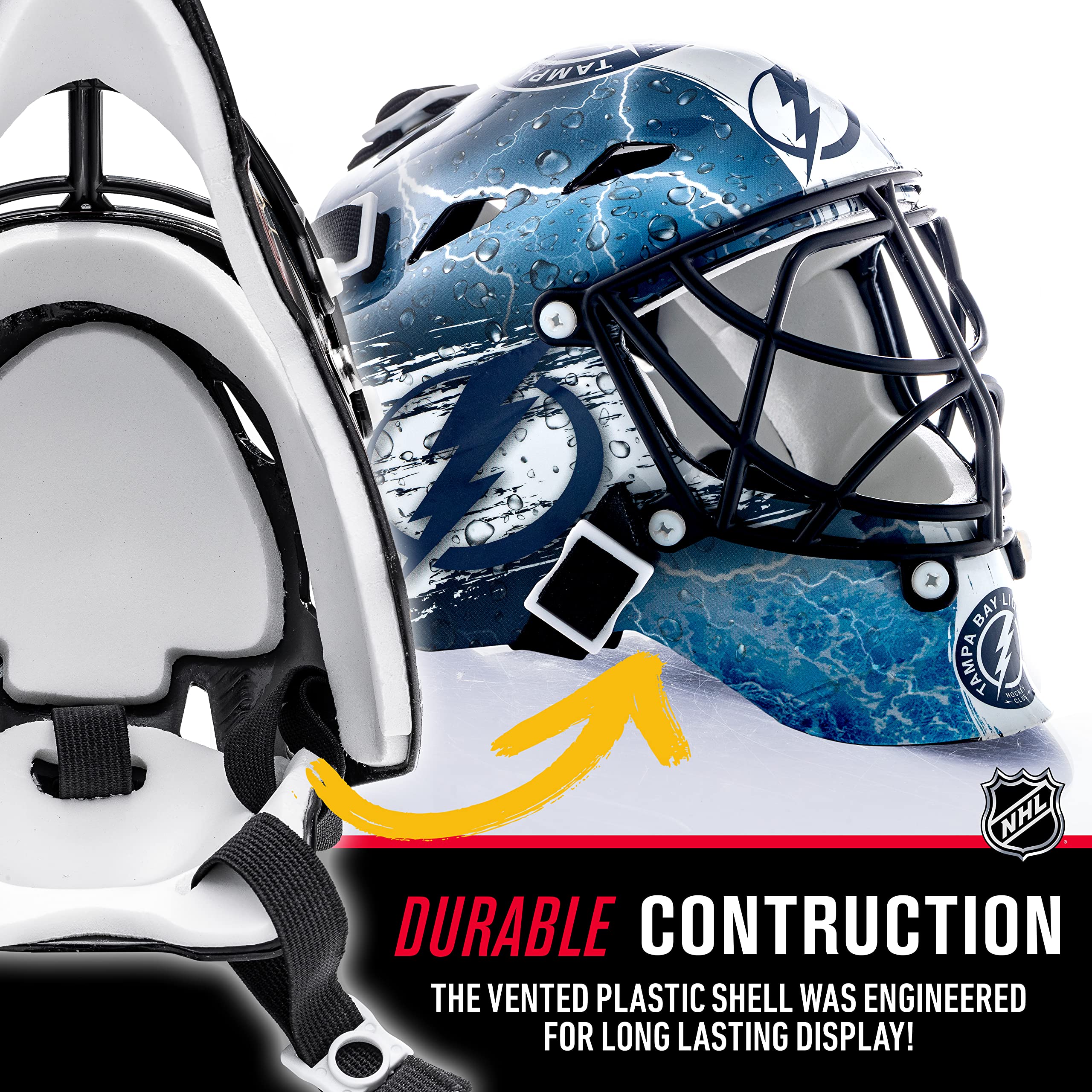 Franklin Sports Masque de gardien de but de hockey mini avec logo de l'équipe NHL Seattle Kraken avec étui – Masque de gardien de but de collection avec logos et couleurs officiels