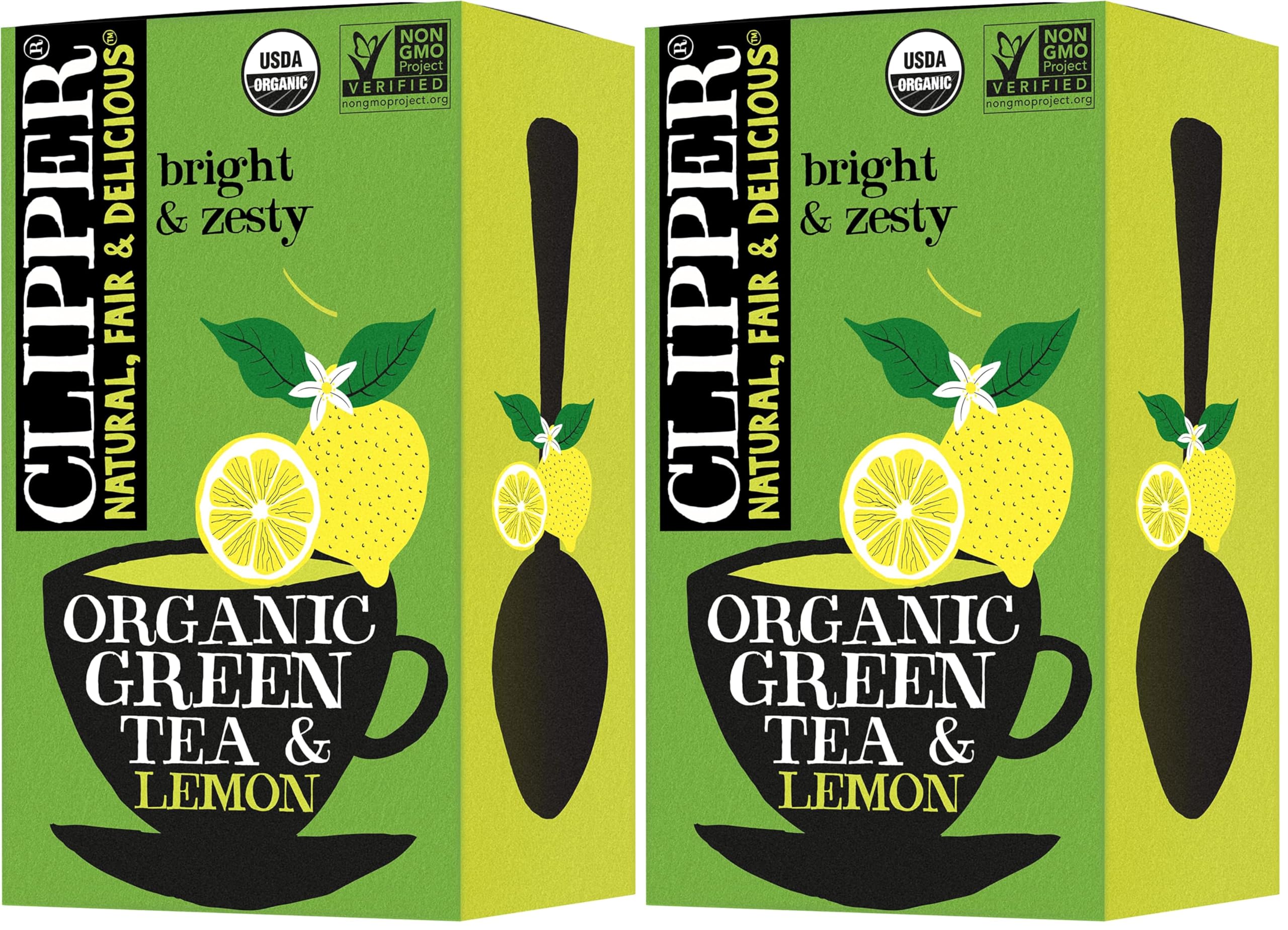 Clipper Tea Chá Verde Orgânico com Limão, 40 sachês