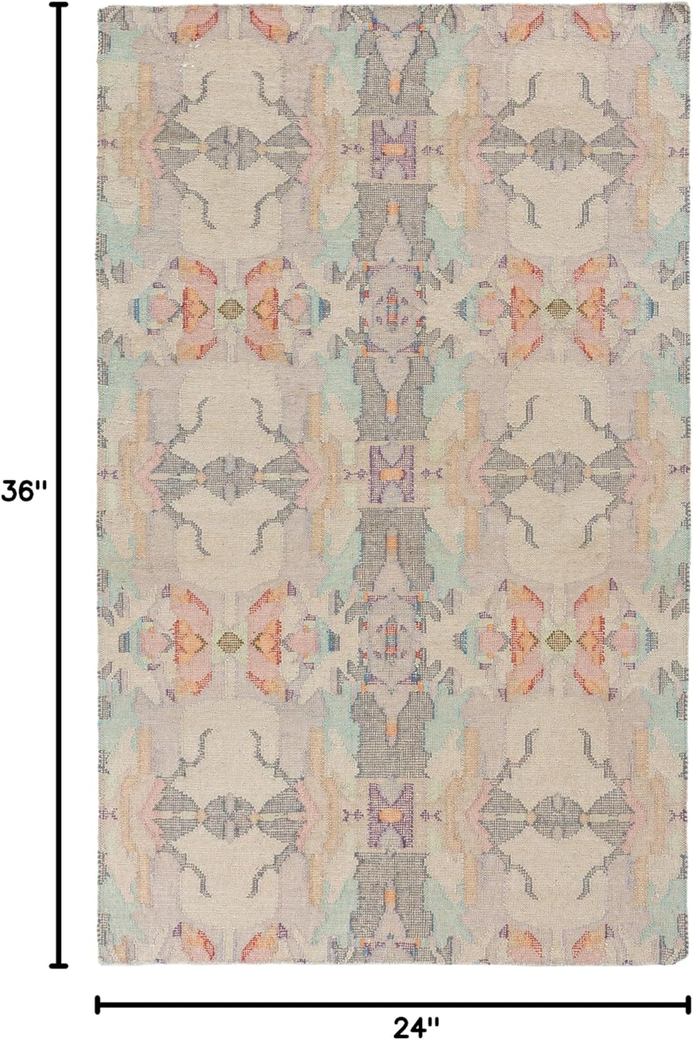 Dash and Albert Chapel Hill Cotton Area Rug - 2' x 3' Multicolor Geometric Hand Loom Knotted Accent Rug - Durable, Low Pile, High Traffic Living Room, Hallway