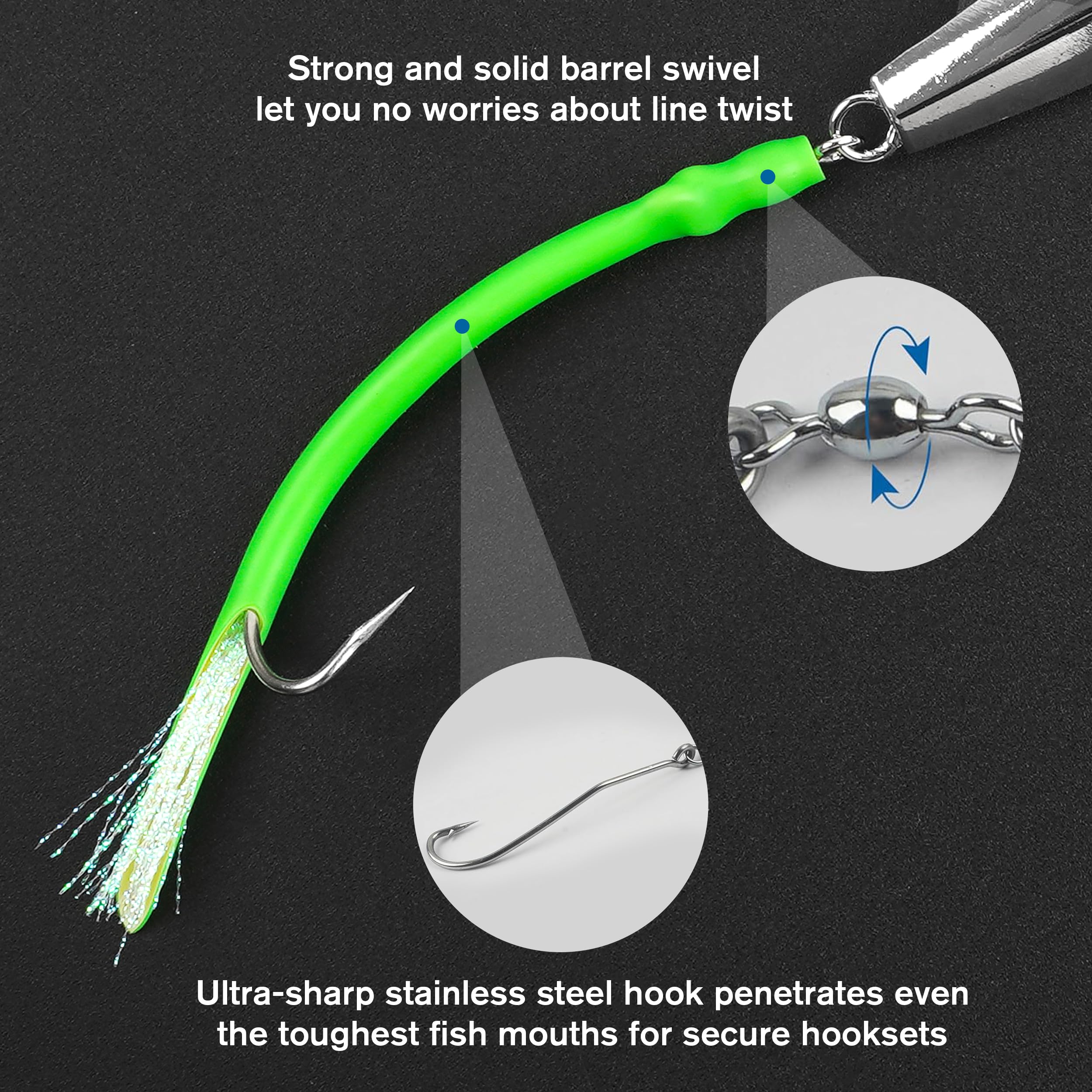 Esca da pesca in acqua salata, 3 pezzi, con diamanti a righe, per spigola, jigging, con ganci per esche in mare profondo, pesca offshore, pesca in metallo pesante, da 1 oz-113,4 g