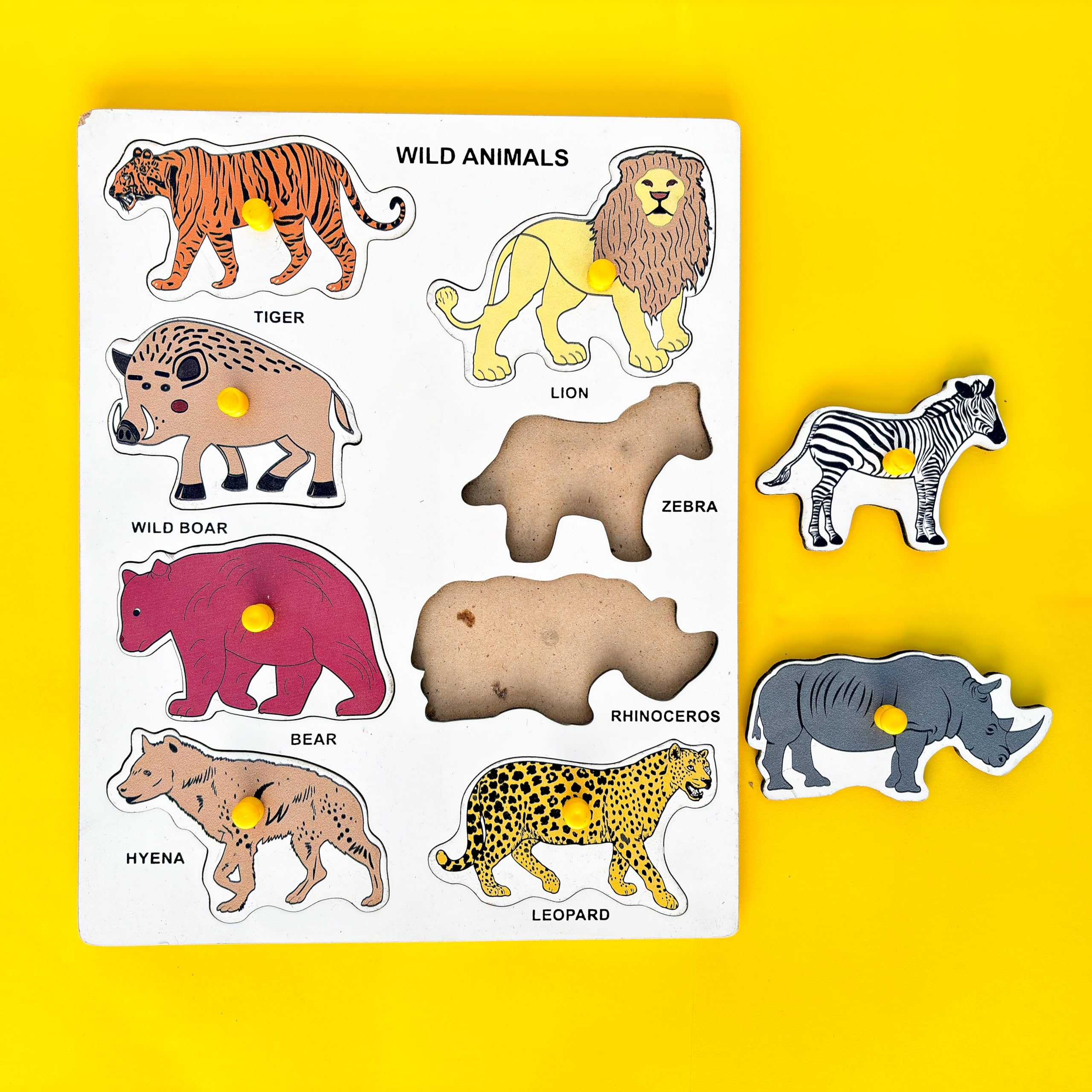 Mother Touch Toy Mother Touch Toys -Wooden Wild Animal Board: Explore The World (Ages 2+) | Wooden Toy | Baby Toys | Learning Toy | Eco-Friendly