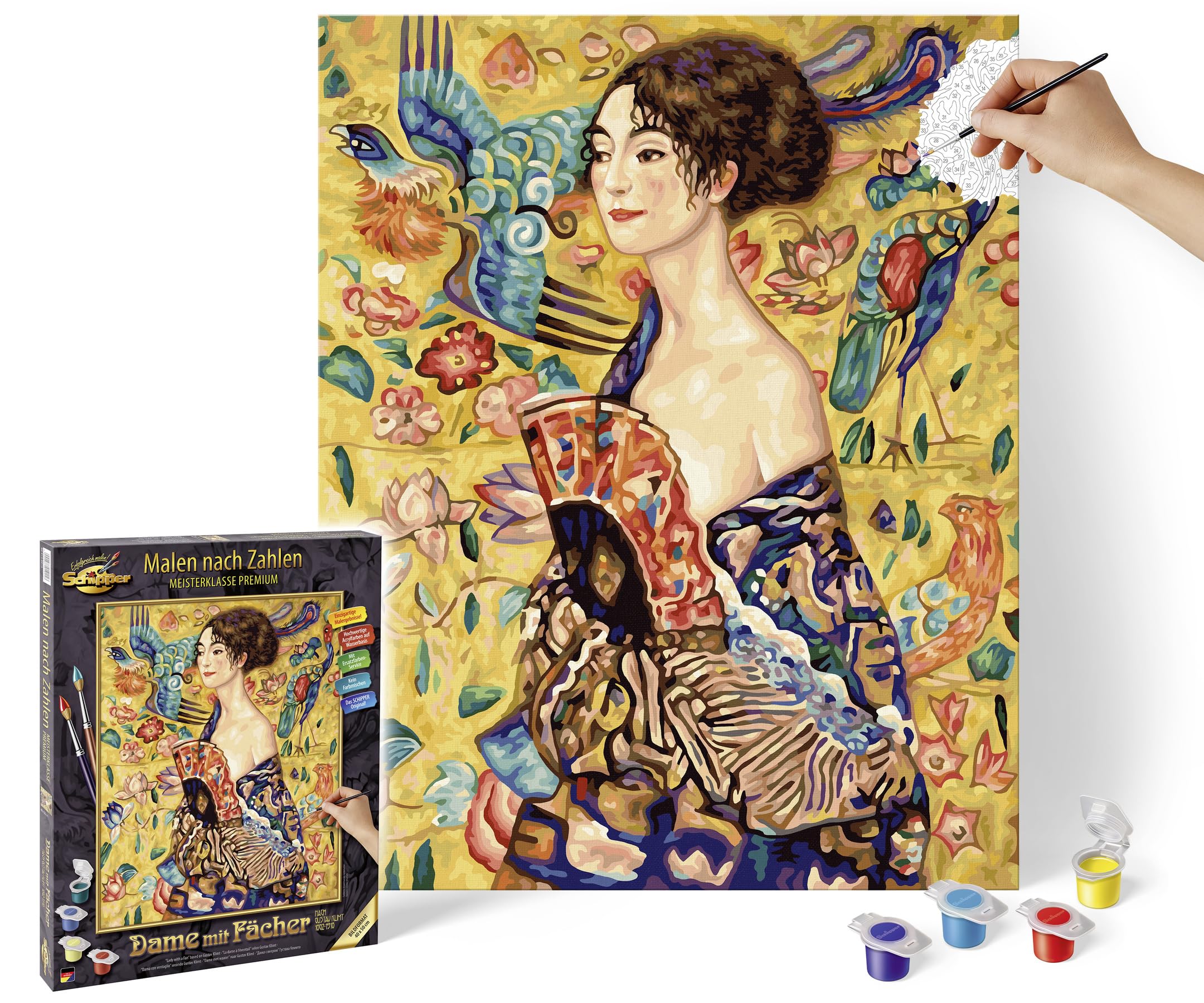 Schipper 609130915 Painting by Numbers - Lady with Fan - Painting Pictures for Adults, Includes Brush and Acrylic Paints, 40 x 50 cm