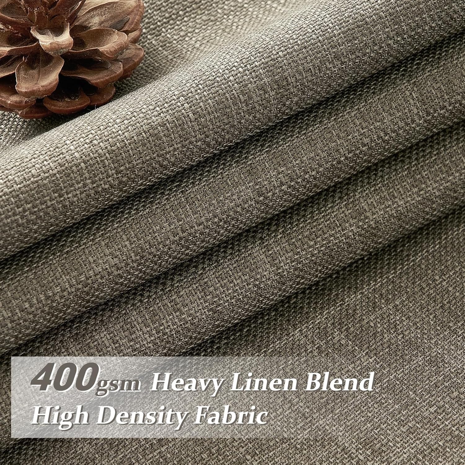 pinch pleated blackout curtains 96 inches long for bedroom, sepia ebony memory trained two layer thick linen thermal noise cancelling farmhouse privacy windows curtain 40x96 inch length 2 panels set sepia ebony 40"w x 96"l (pack of 2)