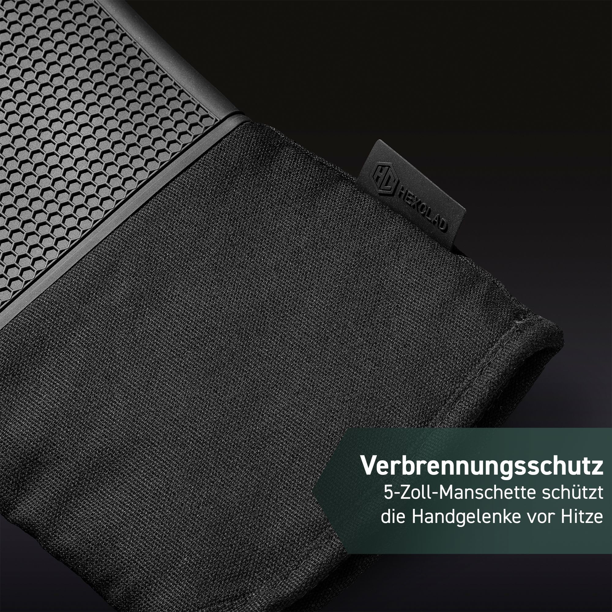 HexClad Set mit 2 Silikon-Ofenhandschuhen, hitzebeständig bis 250 °C, Schwarz