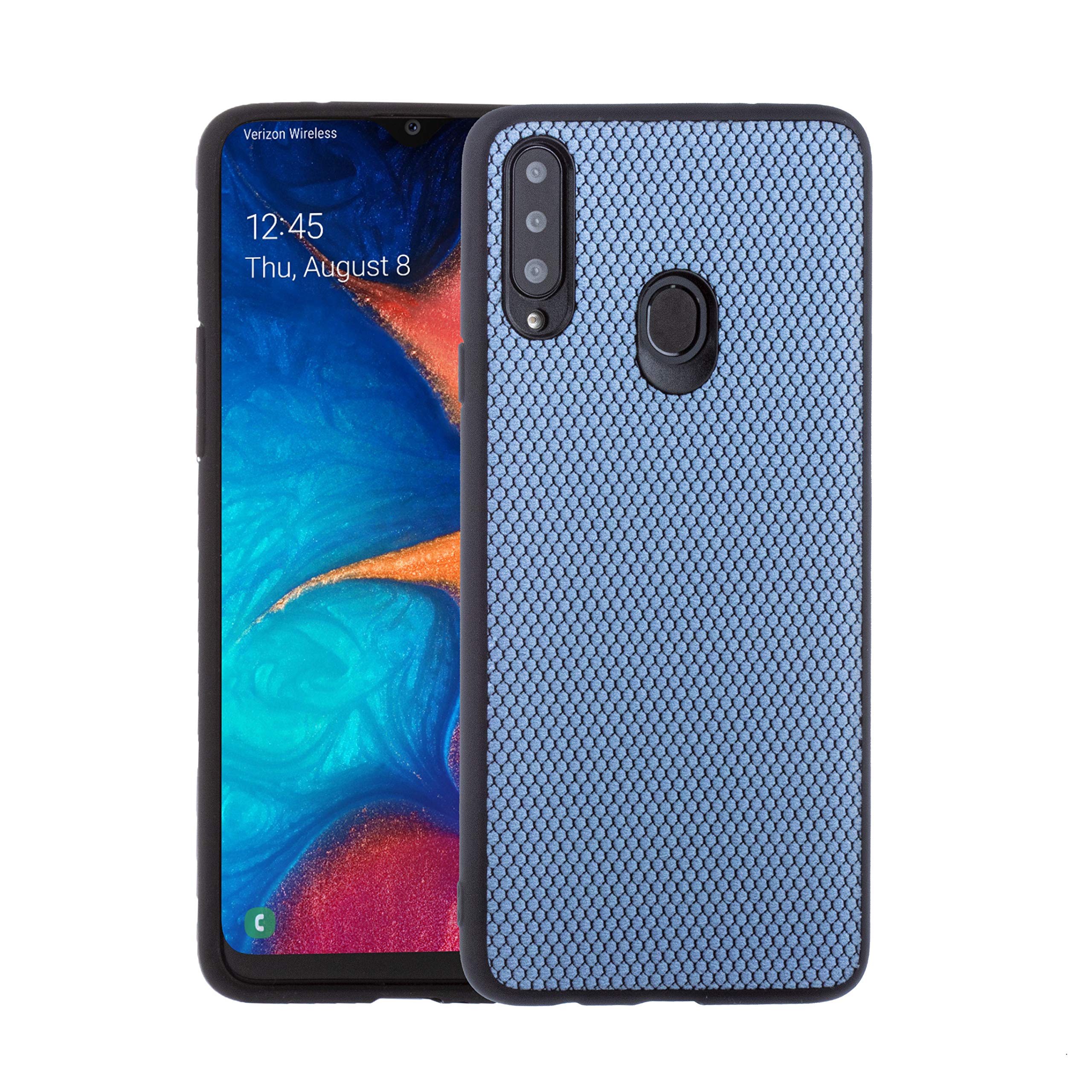 Lilware Canvas X Fabric Texture Plastic Phone Case for Samsung Galaxy A20S Blue CG10569