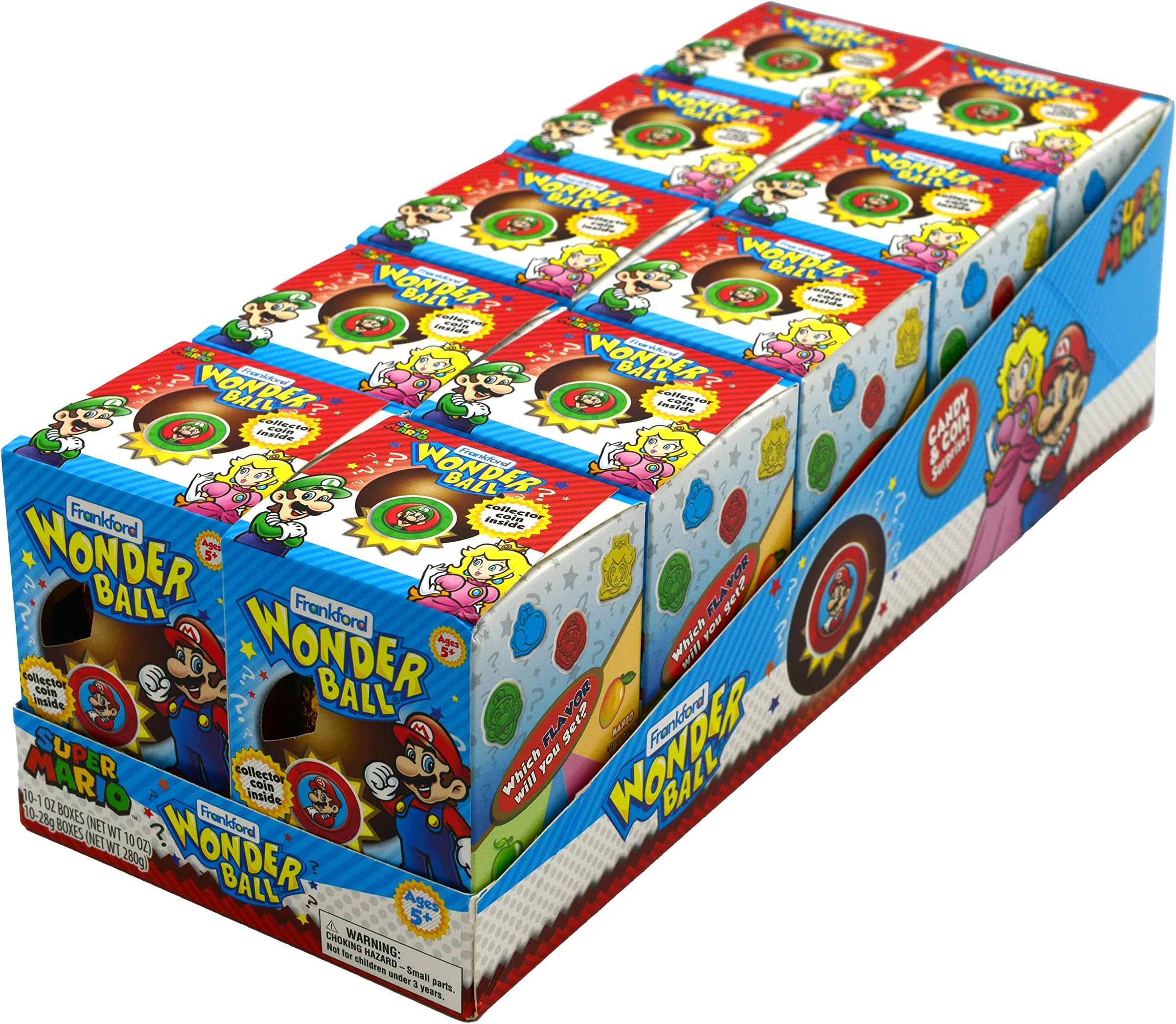 Super Mario Wonder Ball Milk Chocolate with surprise collectible coin, 10 Pack for Kids Teens Adults Boys Girls Men Women of all ages, Birthday Party Favor & Gift, by Frankford Candy