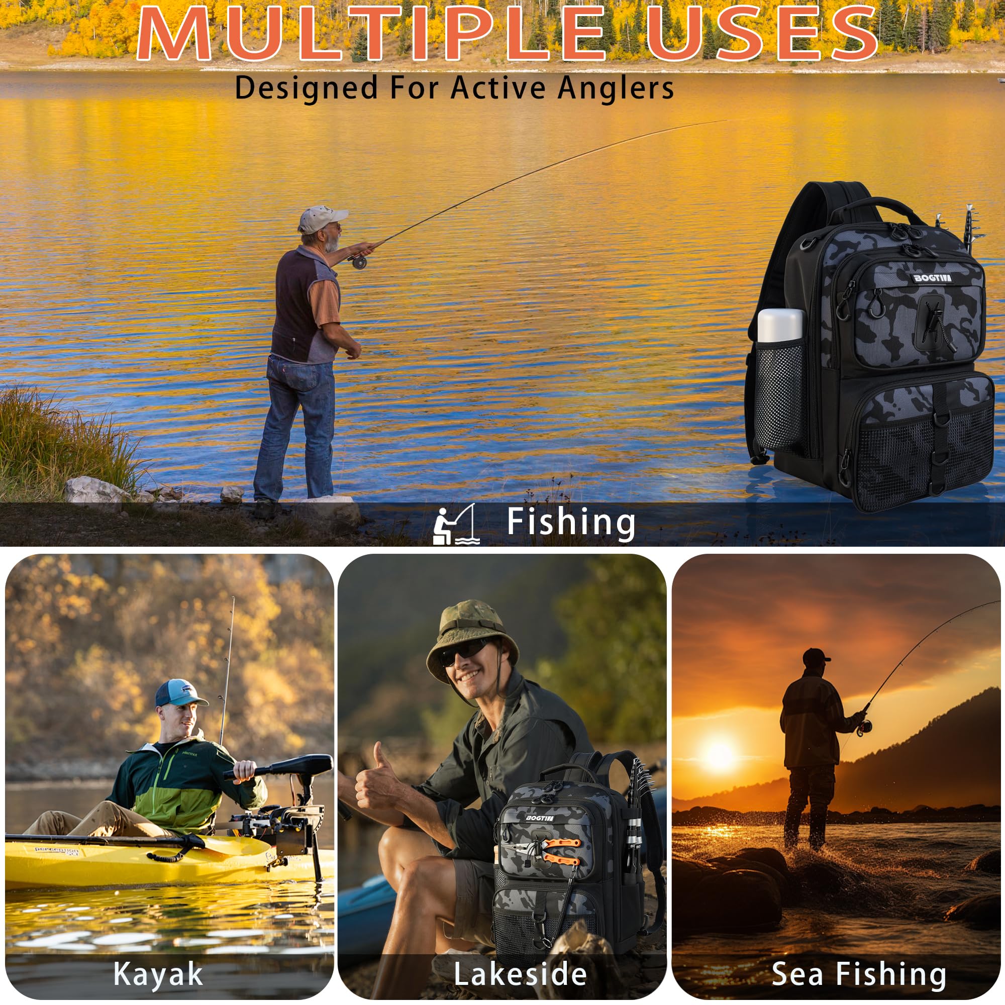 BOGTIM Fishing Backpack - Tackle Kit & Rod Holder -9 BOGTIM Fishing Backpack - Tackle Kit & Rod Holder -9