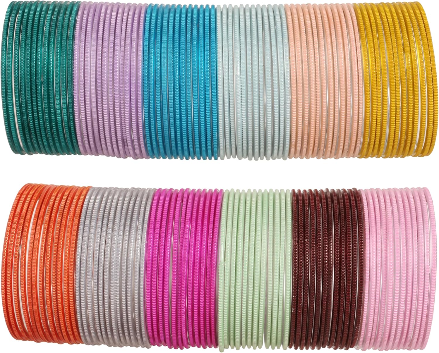 NEW! Touchstone Indian Bollywood Handcrafted Peeled Pattern “Italian Color Collection” Vintage Pastel 12 Assorted Multicolor Designer Jewelry Bracelets Bangle. Set Of 144. For Women.