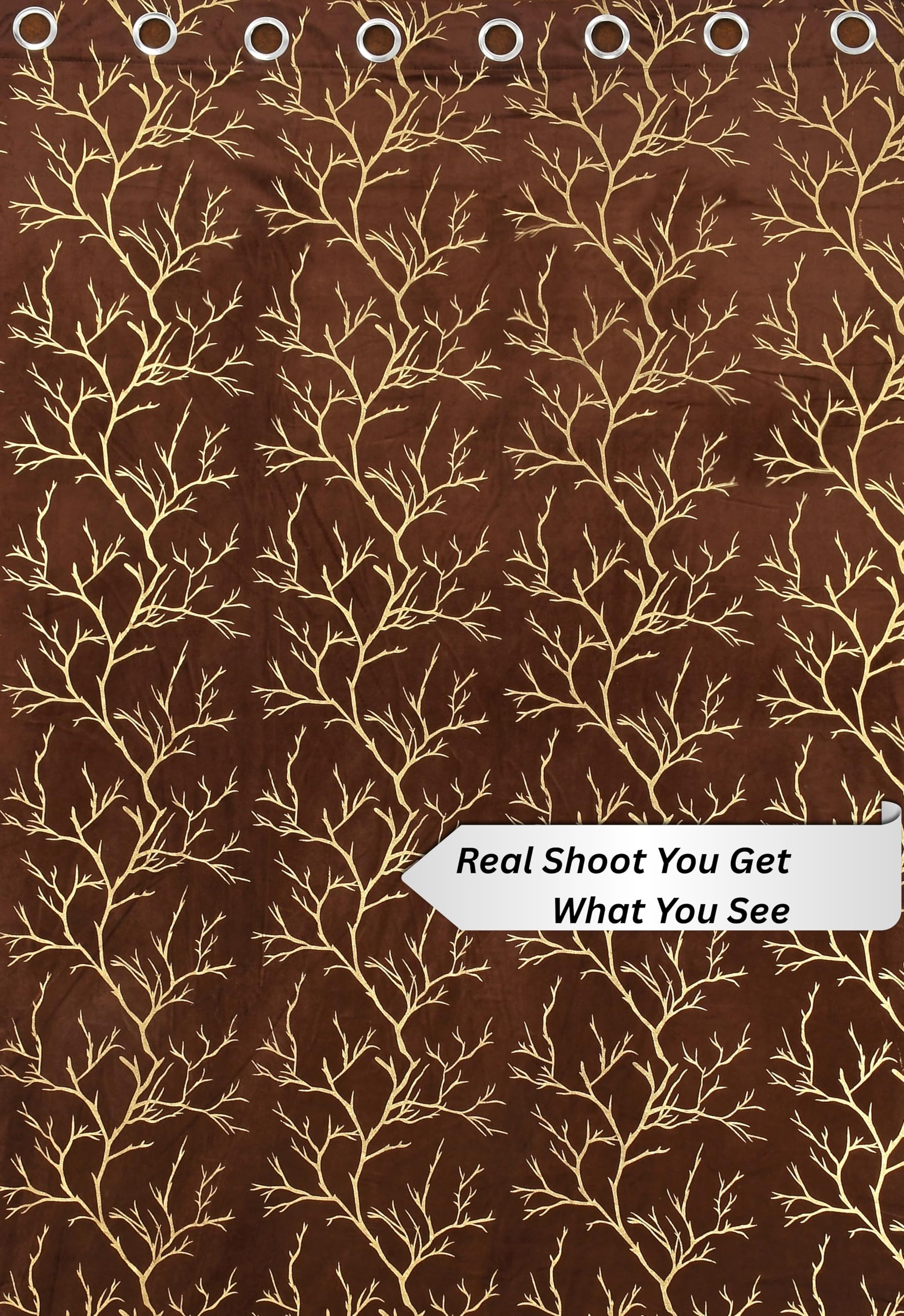 RED RIBBON DECOR Heavy Velvet Fabric Room Darkening Curtains 11 Feet for Long Door, Brown, Pack of 2 Pieces 4
