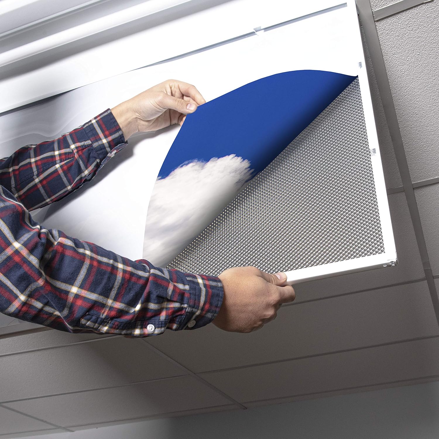 Fluorescent Light Cover for Classroom Ceiling Lights Clouds - Premium Backlit Film Insert 2x4 (22.38"x46.5") Florescent Fixture (Pack of 1) School, Office, Sensory, Improve Focus, Eliminate Headaches