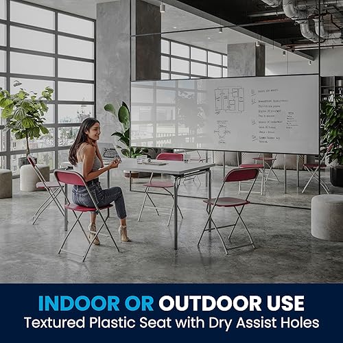 Miniatura 6 de Flash Furniture Hercules Series Silla plegable de plástico, color rojo, paquete de 4, capacidad de peso de 650 libras, cómoda silla para eventos,
