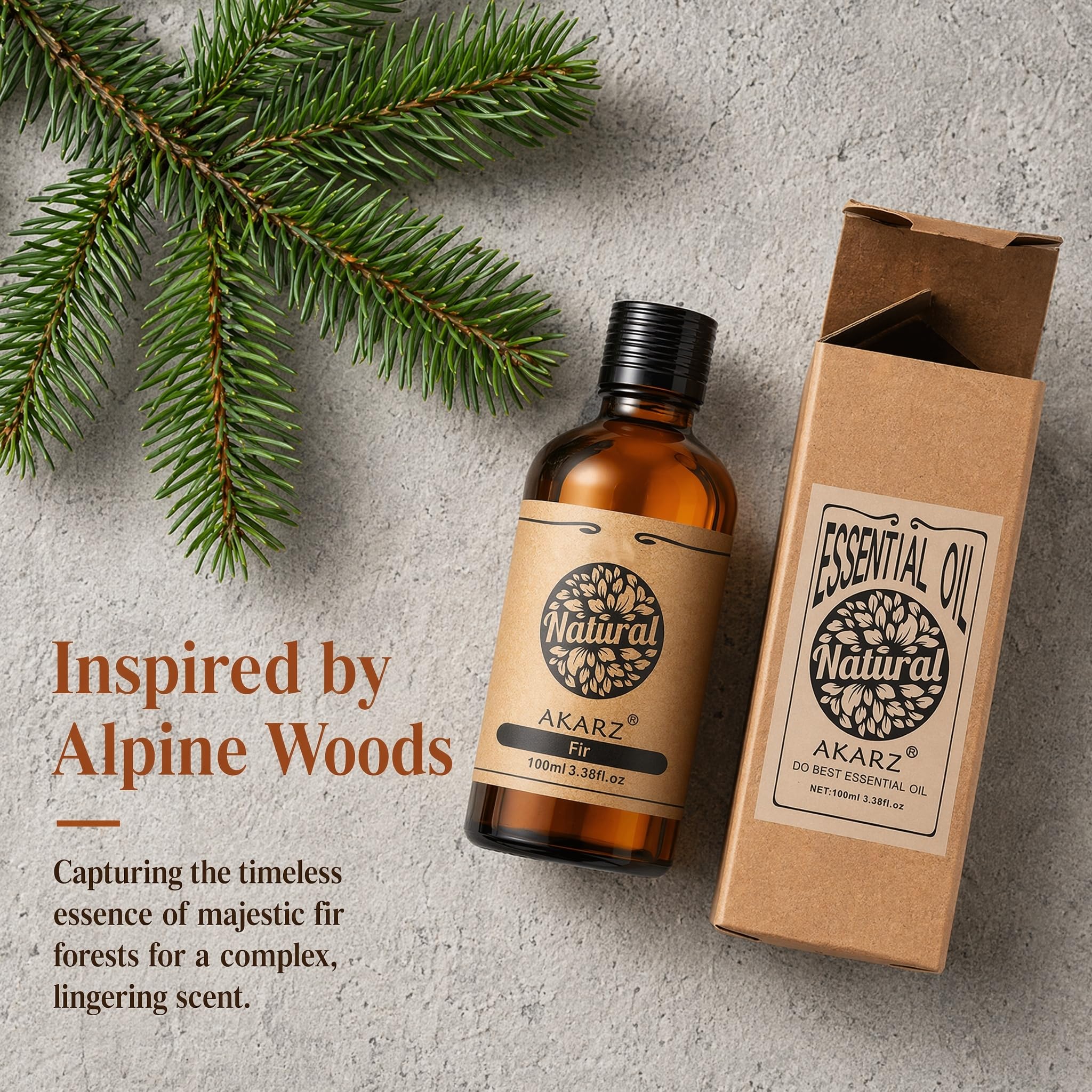 AKARZ 100ml Olejek esencjny z Jodły - Naturalny olejek aromatyczny do dyfuzorów, lamp aromatycznych i aromatów pomieszczeń