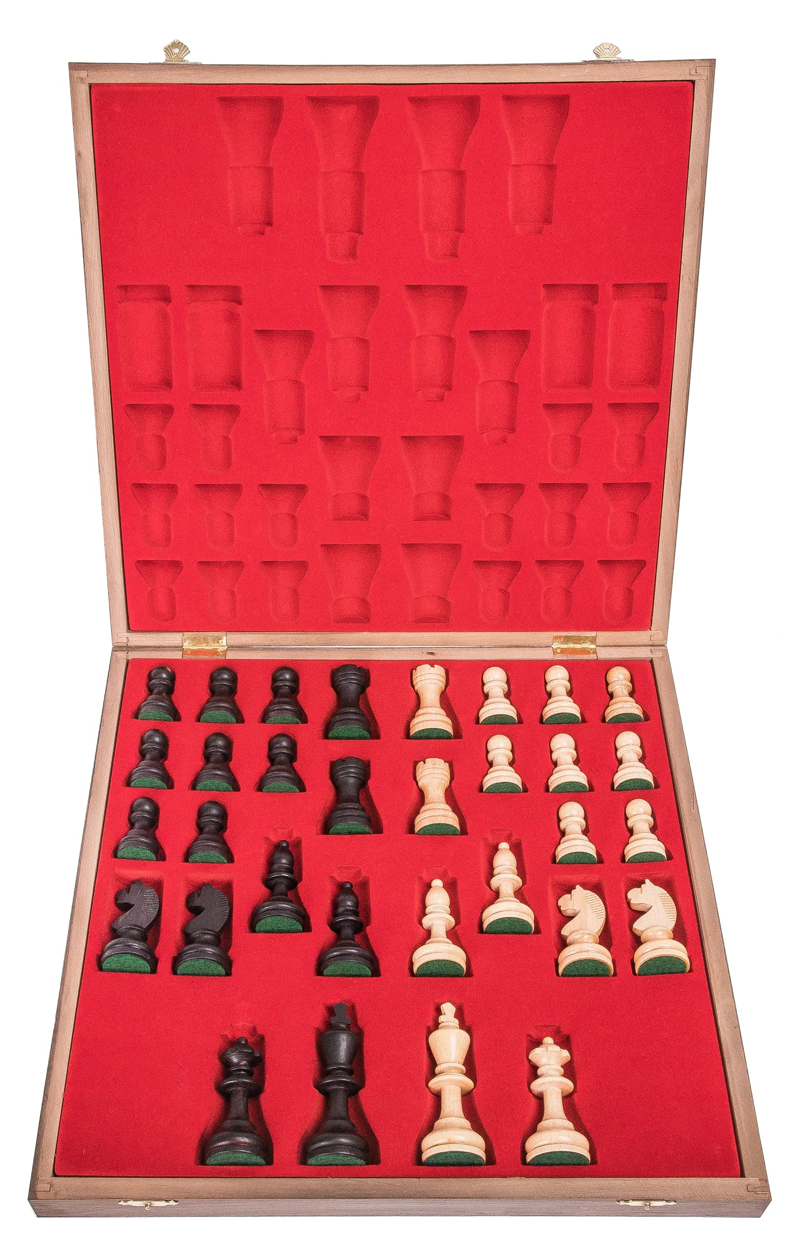 Square - Pro Schach Set Nr. 6 Mahagoni LUX + 2 Extra Damen - Schachbrett + Schachfiguren Staunton 6 + Kasten - Schachspiel aus Holz