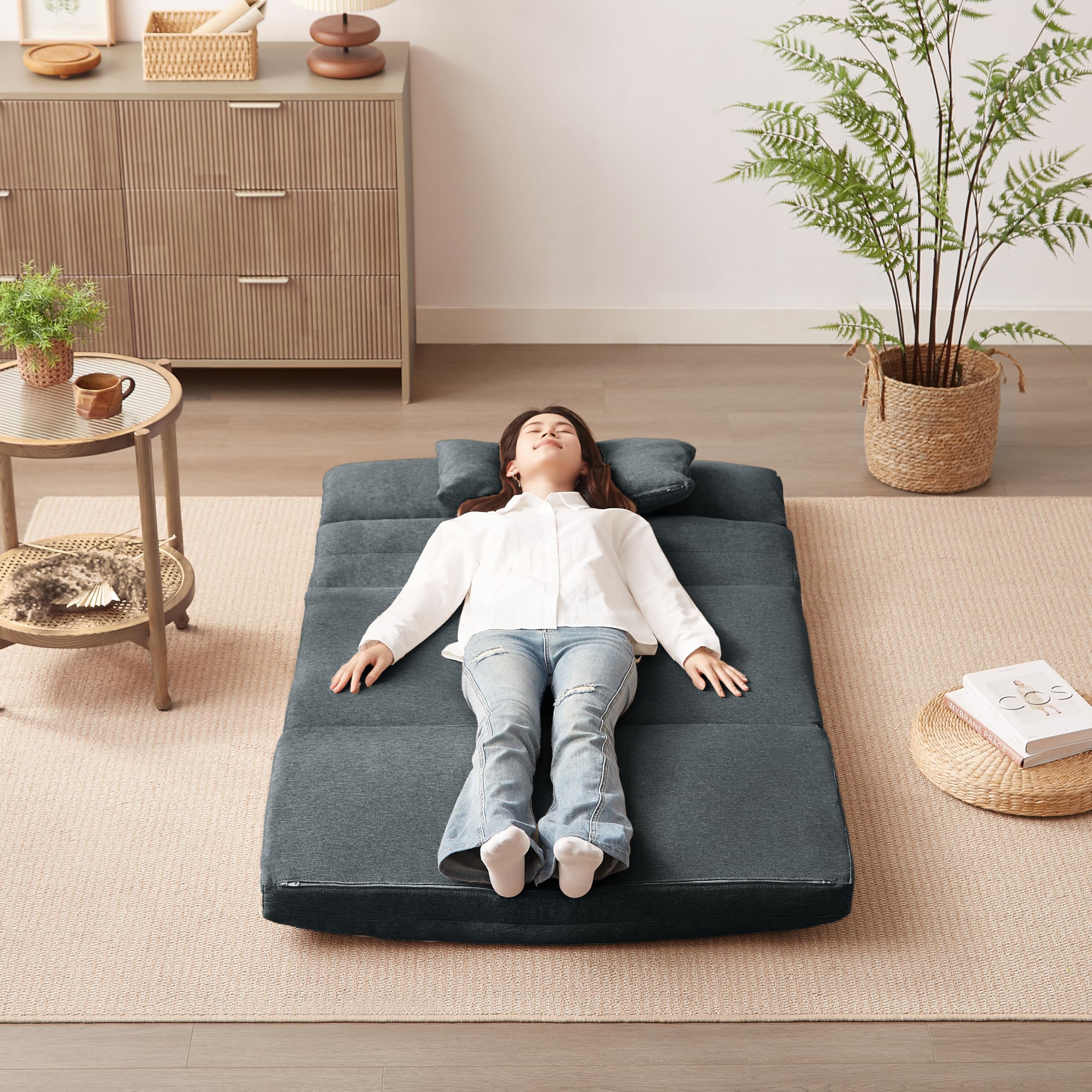 Amazon.co.jp: KJUUJE 折りたたみ ソファベッド 座椅子 幅103cm 2人