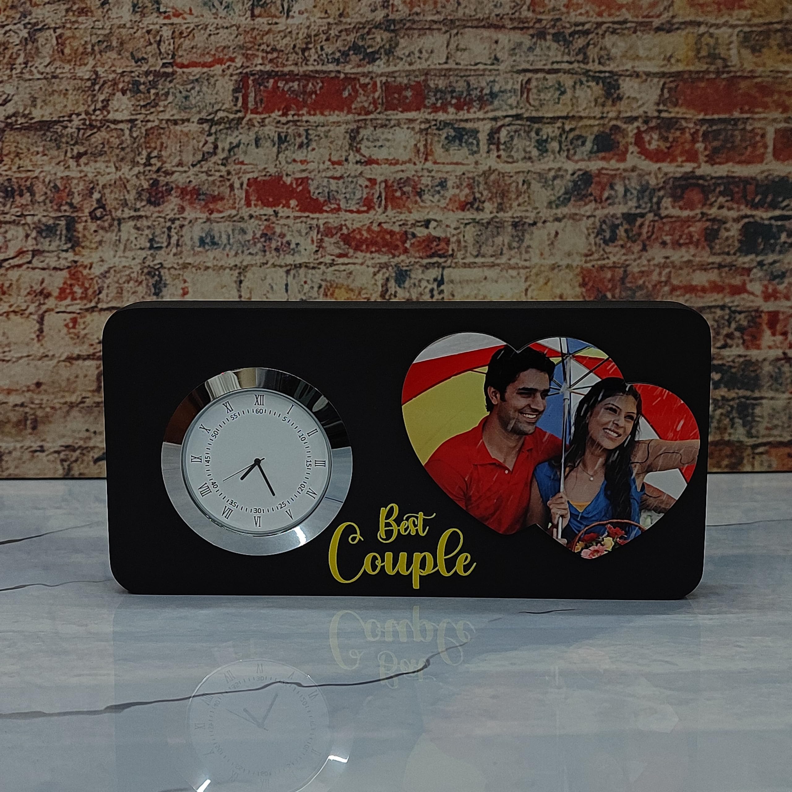 Giftsvalla Couple Gifts with Photo and Clock - Birthday Gift for Couple - Love Couple Gift for Husband Wife Girlfriend Boyfriend Girls Boys- Home Decor Items