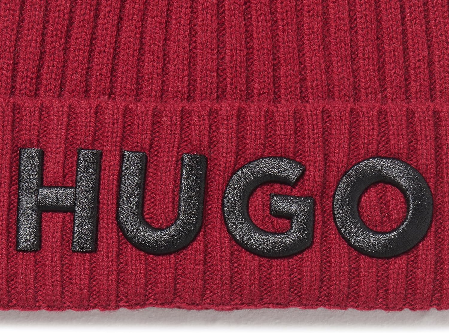 Hugo Mens Big Logo Ribbed Beanie - Image 4