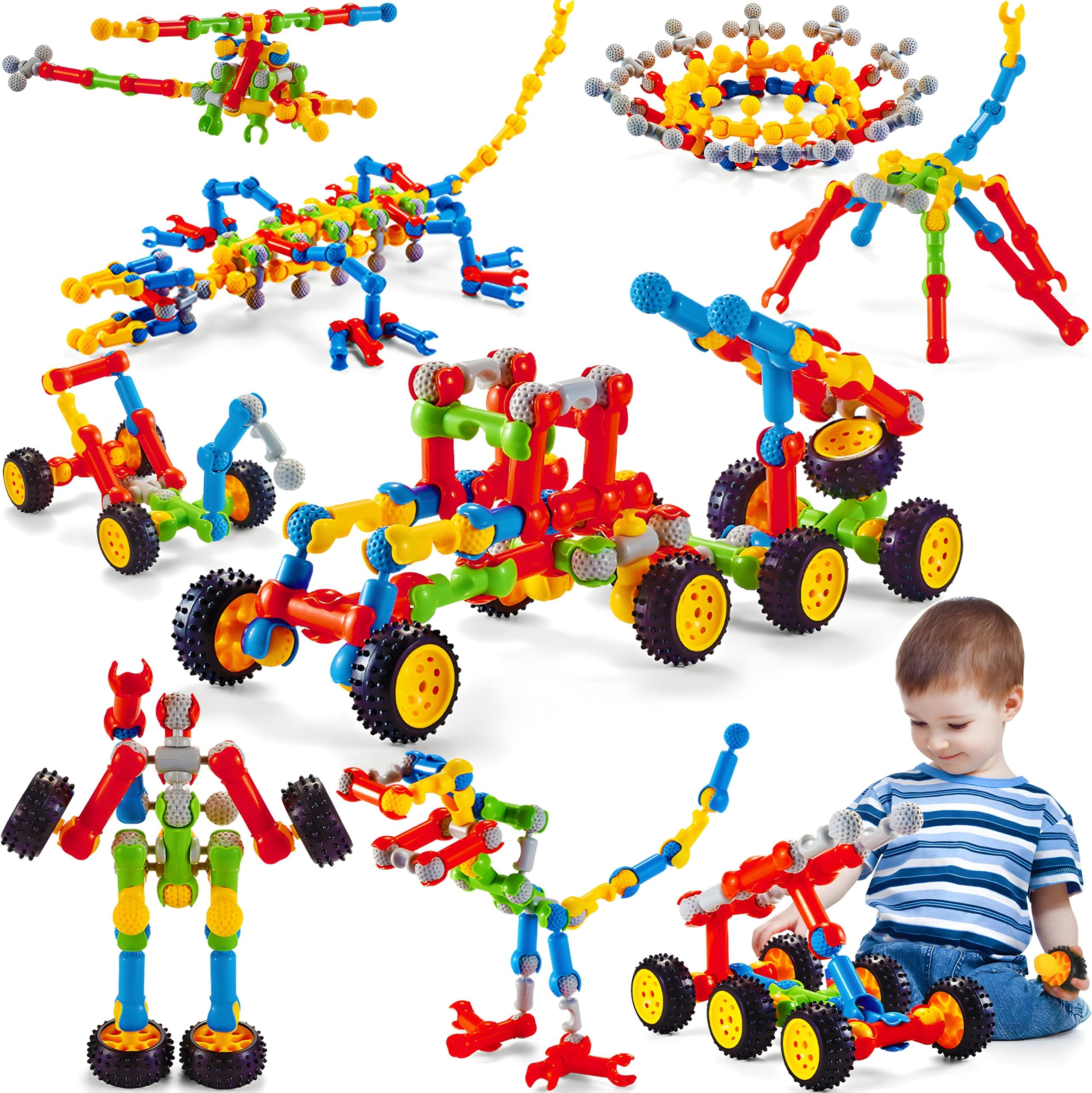 MOONTOY STEM Kits Building Toys for 3 4 5 6 7 8 Year Old Boy Girl Birthday Gift, Educational Building Blocks for Kids Ages 3-5 5-7 4-8 6-8, Preschool Engineering Set Creative Activities Classroom Game