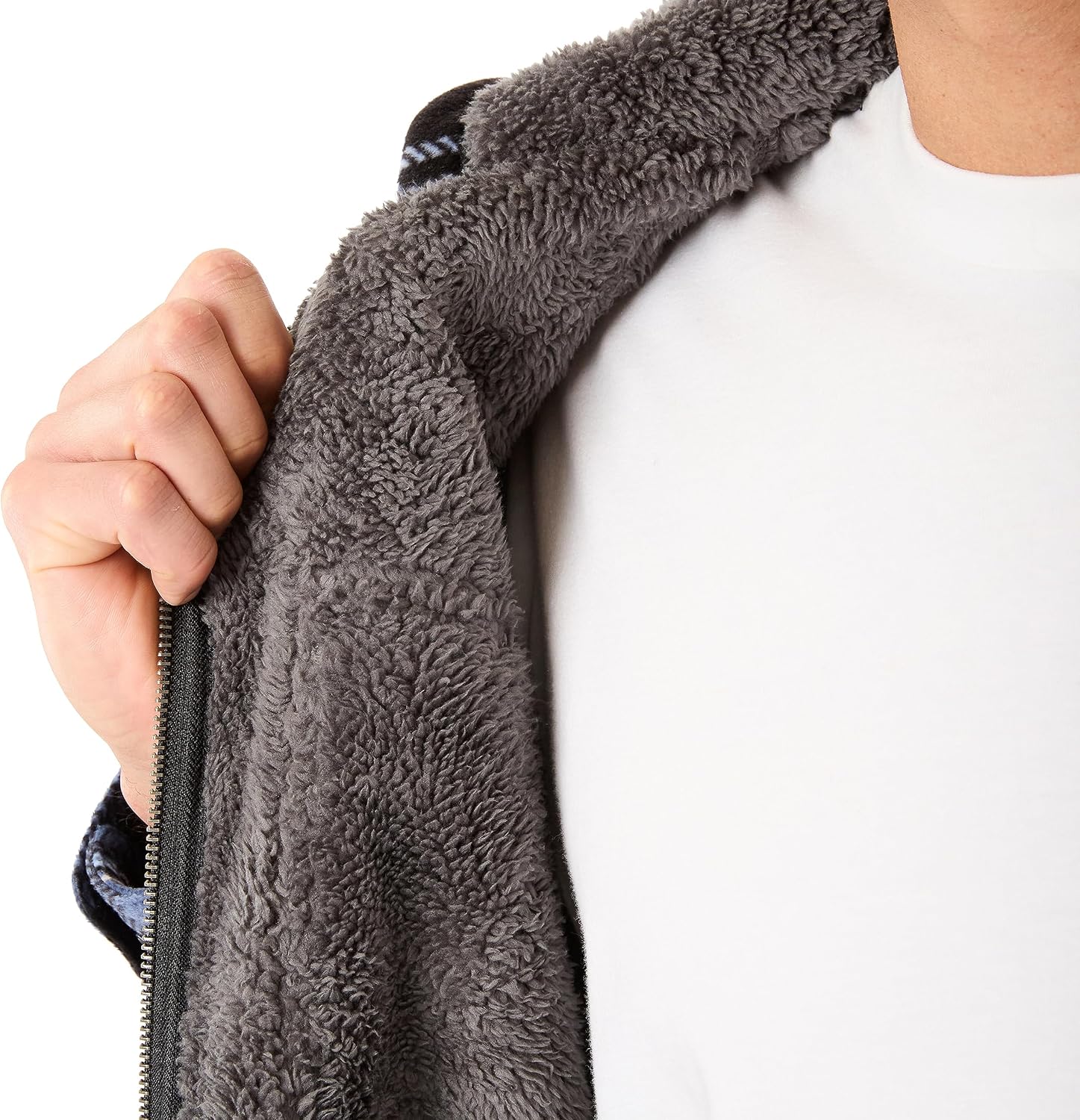 Smith's Workwear Sherpa-Lined Zip-Front Hooded Microfleece Shirt-Jacket