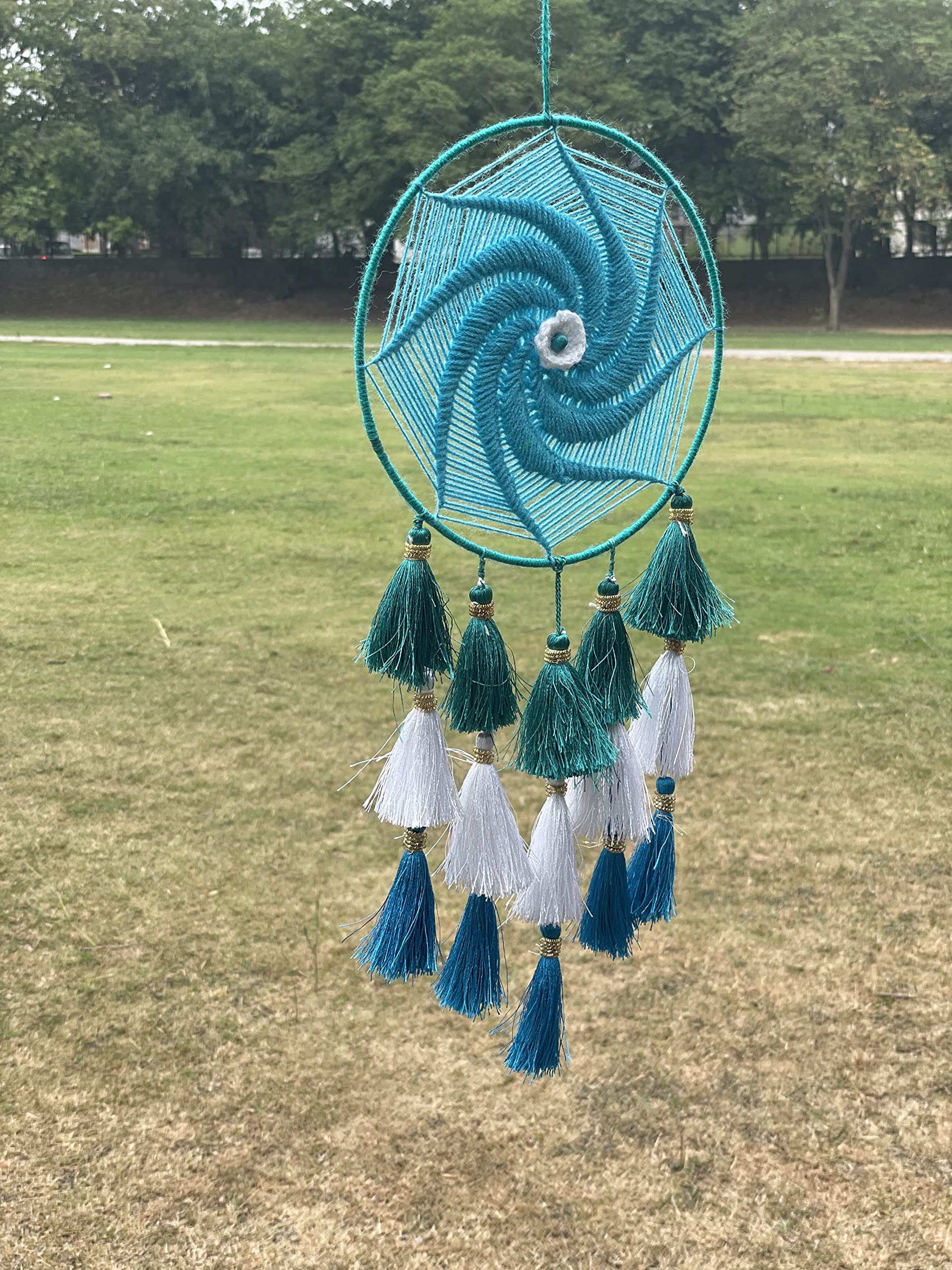 Washable Handcrafted Classic Sky Blue Crochet Dreamcatcher | Wall