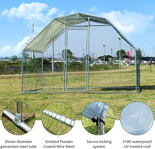 Vista 2 de Towallmark Jaula grande de metal para gallinero, gallinero galvanizado, jaula de gallina de alambre galvanizado, jaulas de conejos con cubierta