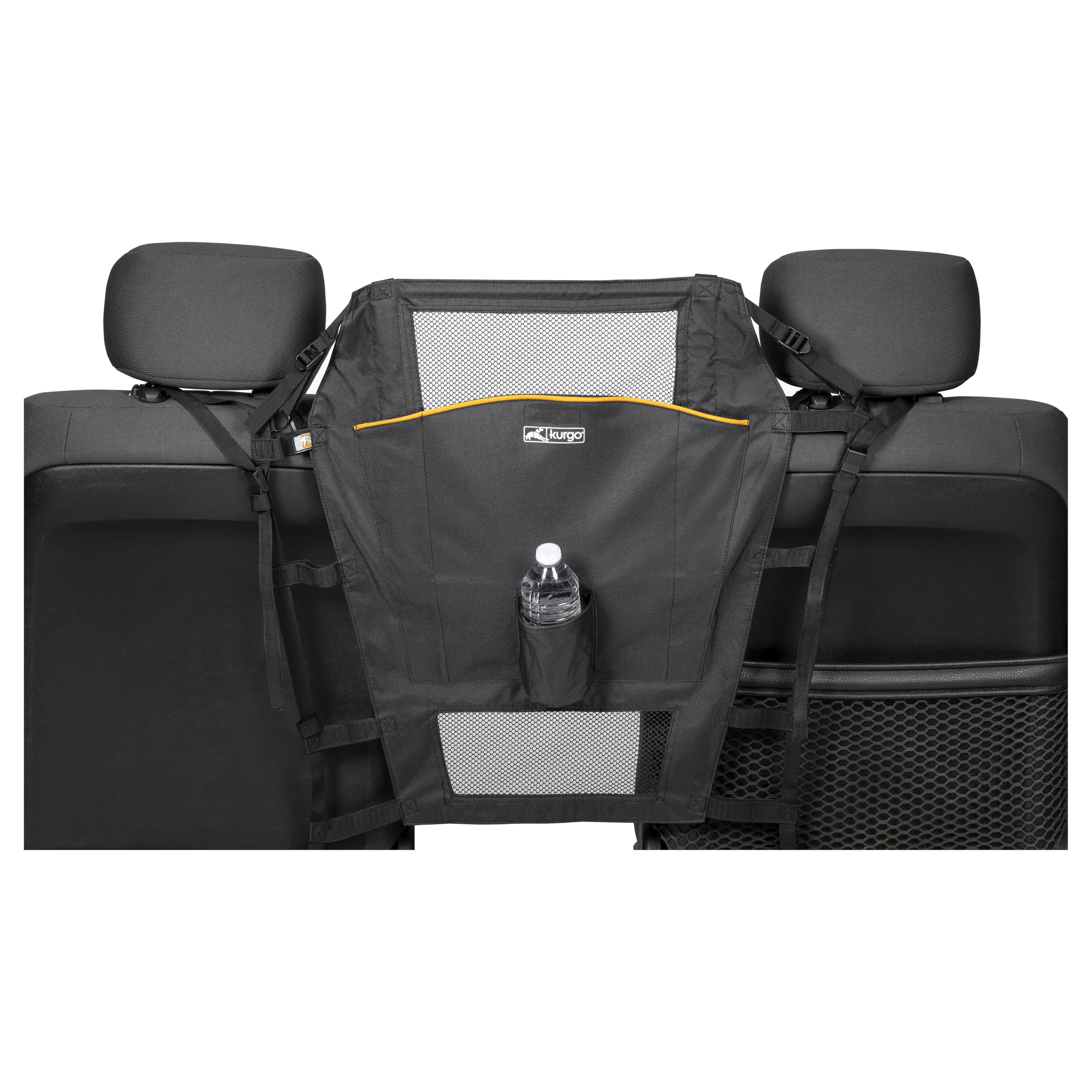Kurgo Backseat Barrier for Dogs - Prevents Distracted Driving - Mesh Top for Visibility - Fits Cars with Fixed or Removable Headrests - Low Profile Design - Easy to Install & Remove