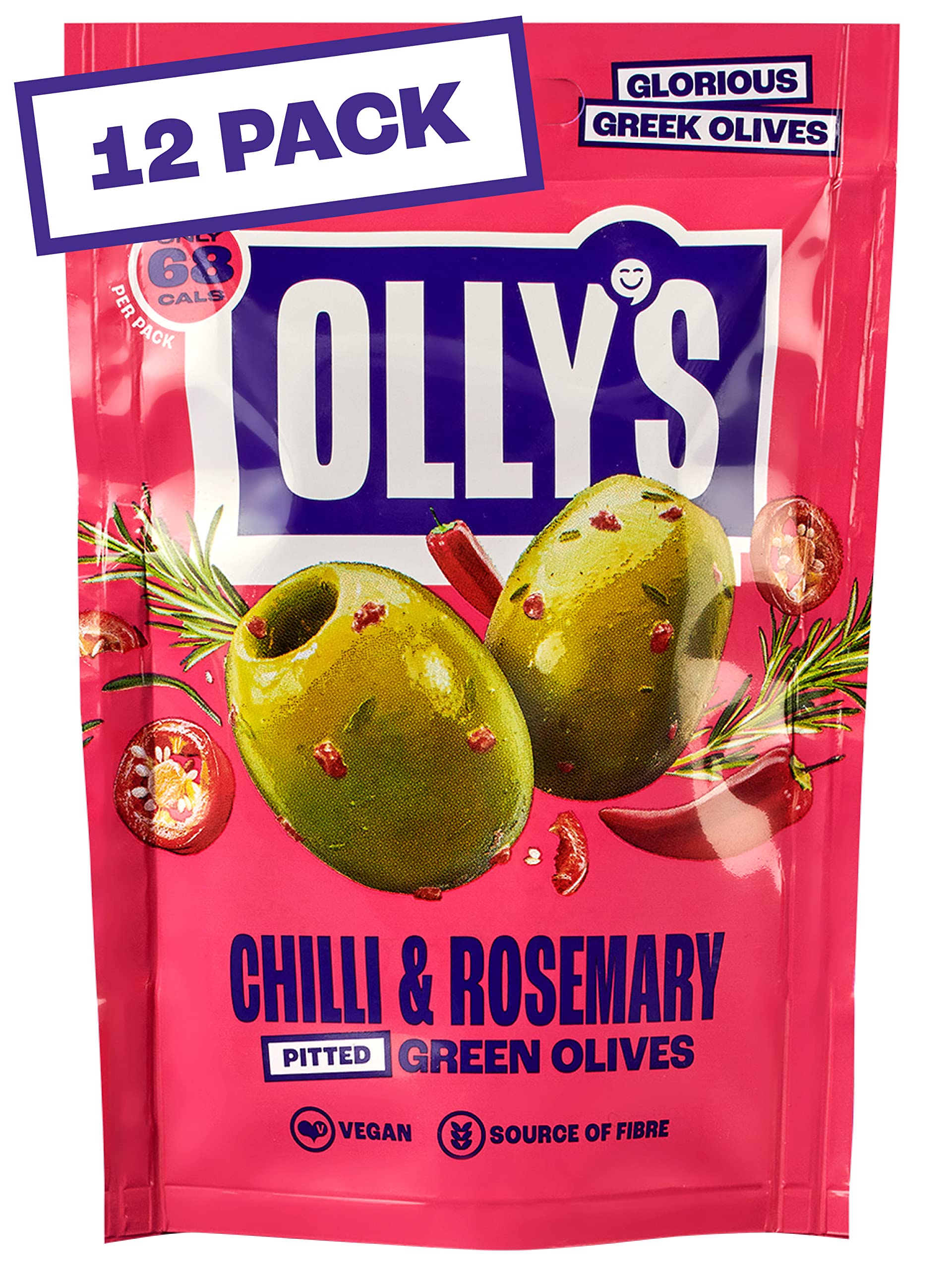 Chilli & Rosemary, 50 g (Pack of 12), 100% Natural Ingredients, Handy Snack Pouches, Healthy Vegan Snacks, Low Calorie, Source of Fibre, No Preservatives, Gluten Free
