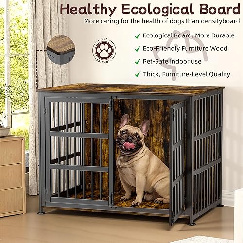 Miniatura 2 de Jaula para perros de 41 pulgadas, jaulas para perros de razas grandes, para interiores de madera, mesa auxiliar, jaula combinada