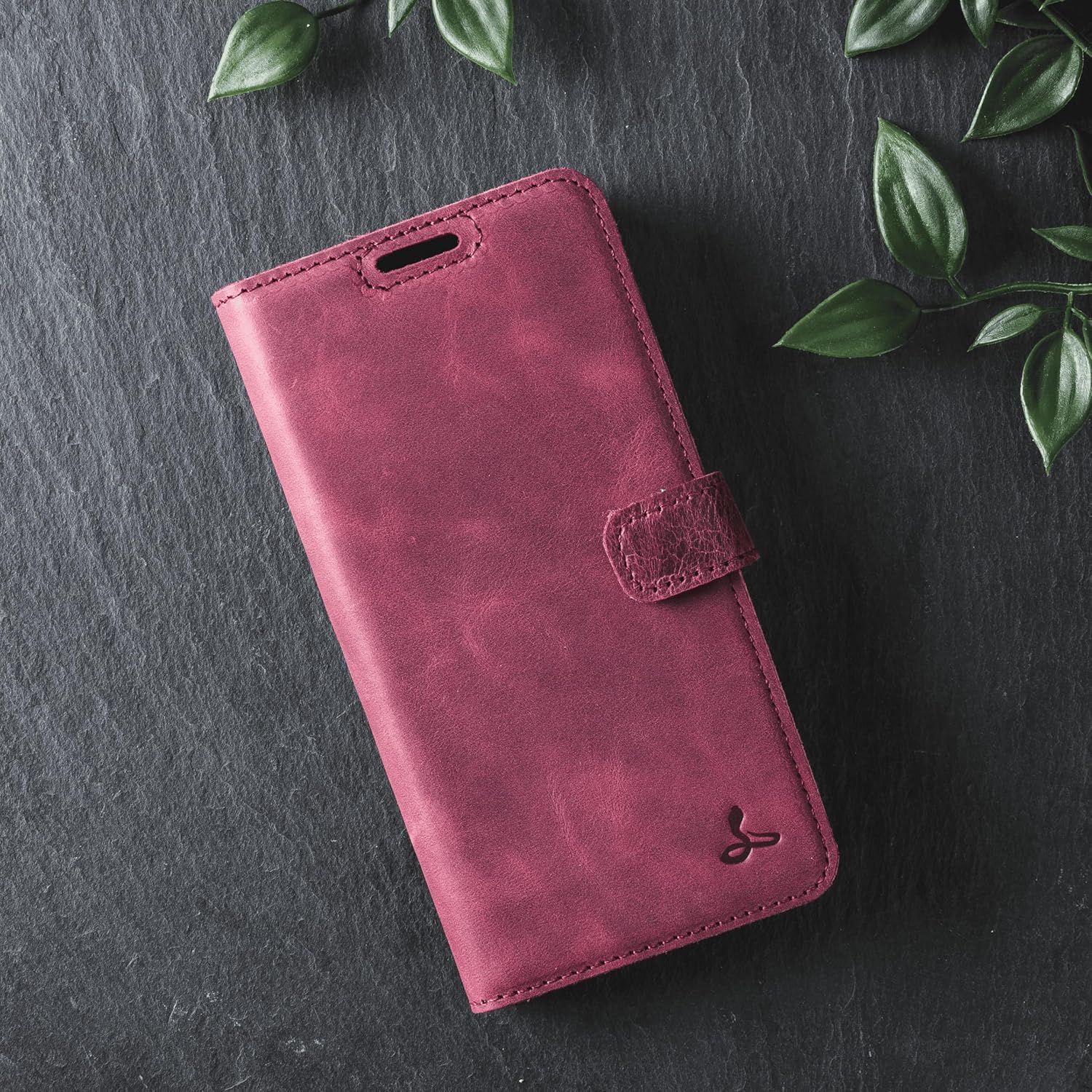 Snakehive Leather Wallet for Samsung Galaxy S25 - Real Leather Wallet Phone Case - Genuine Leather with Viewing Stand and 3 Card Holder - Flip Folio Cover with Card Slot (Plum)