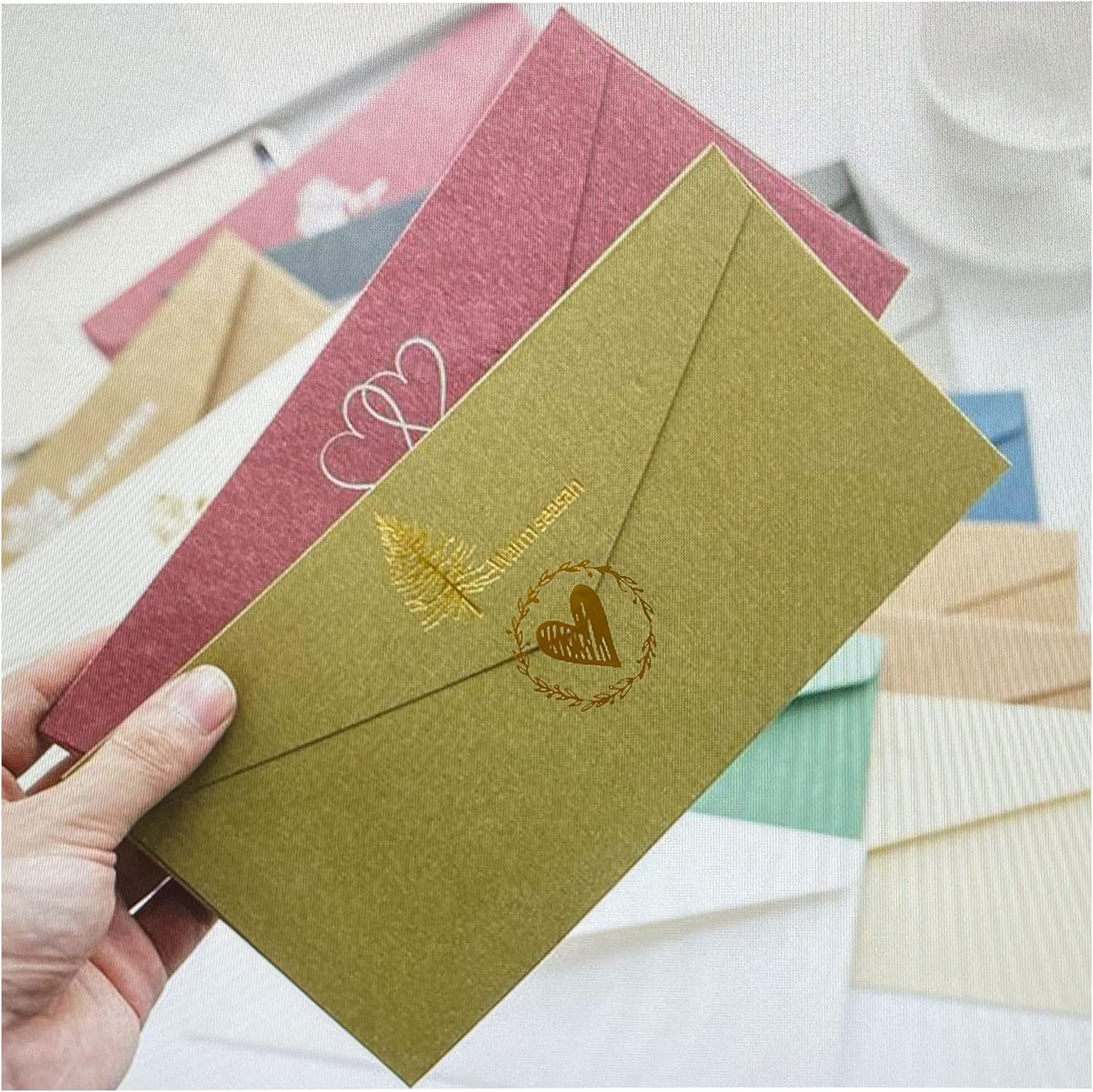 300 Pack Gold Clear Heart Envelope Seals Heart Stickers Envelopes Seal for Wedding Invitations Kids Envelopes Cards Favors and Crafts : Office Products