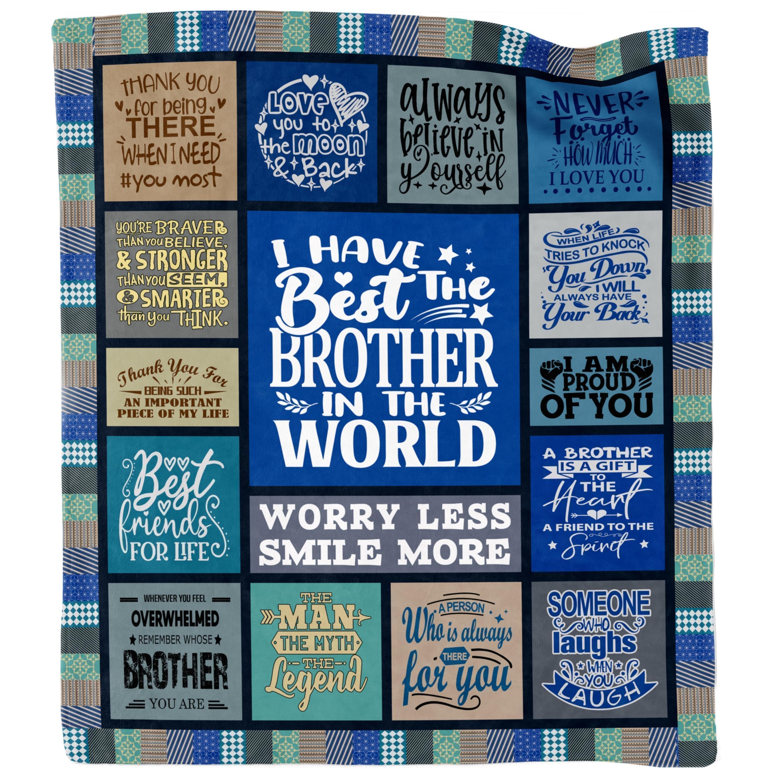 Dulkjio Blue-Grandson Gifts For Brother Blanket, Brother Birthday Gifts From Sister, Fathers Day Birthday Gifts For Brothers Adult, Big Brothers Graduation Gifts Ideas Soft Flannel Throw Blanket 60"X50"