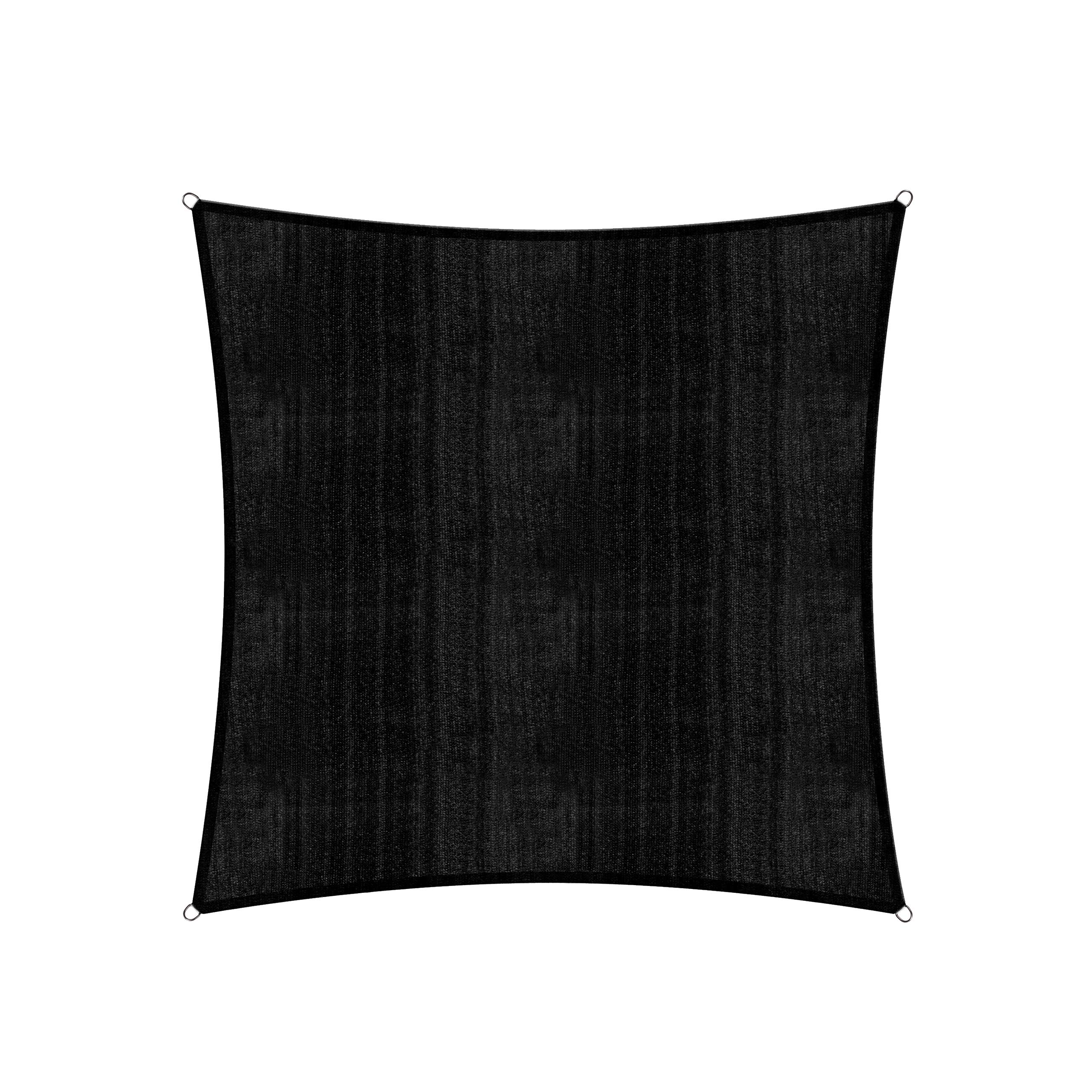 Lumaland Voile d'ombrage Cordes de Fixation incluses | Carré 4 x 4 mètres Protection Solaire | 100% HDPE avec Le Filtre UV de Protection [Noir]