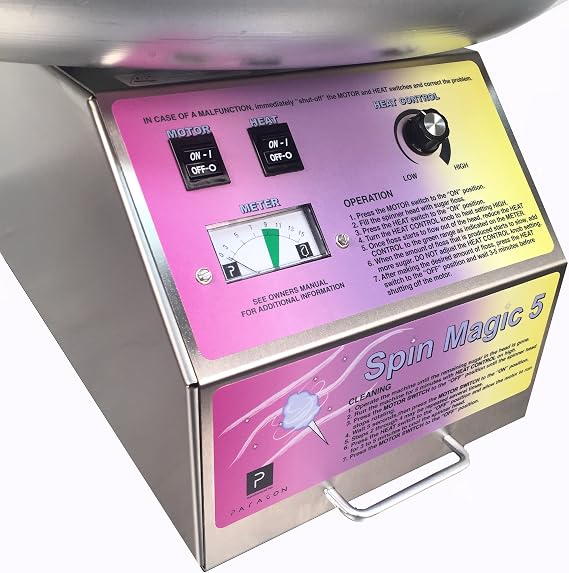 Paragon Spin Magic 5 Cotton Candy Machine with Metal Bowl for Professional Concessionaires Requiring Commercial Quality & Construction