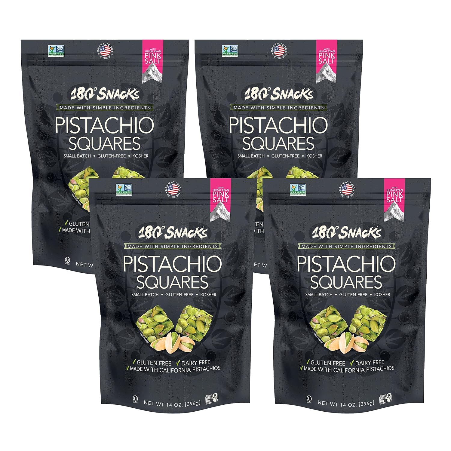 180 Snacks Pistachio Squares with Himalayan Salt Tasty
