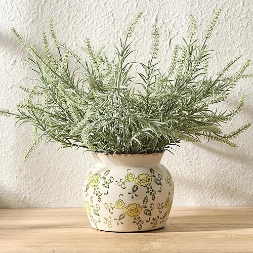 Miniatura 27 de SIDUCAL Jarrón Vintage Azul y Blanco | Cerámica Chinoiserie Floral de 6 Pulgadas | Jarrón Retro de Porcelana Azul y Blanca con Efecto Agrietado de