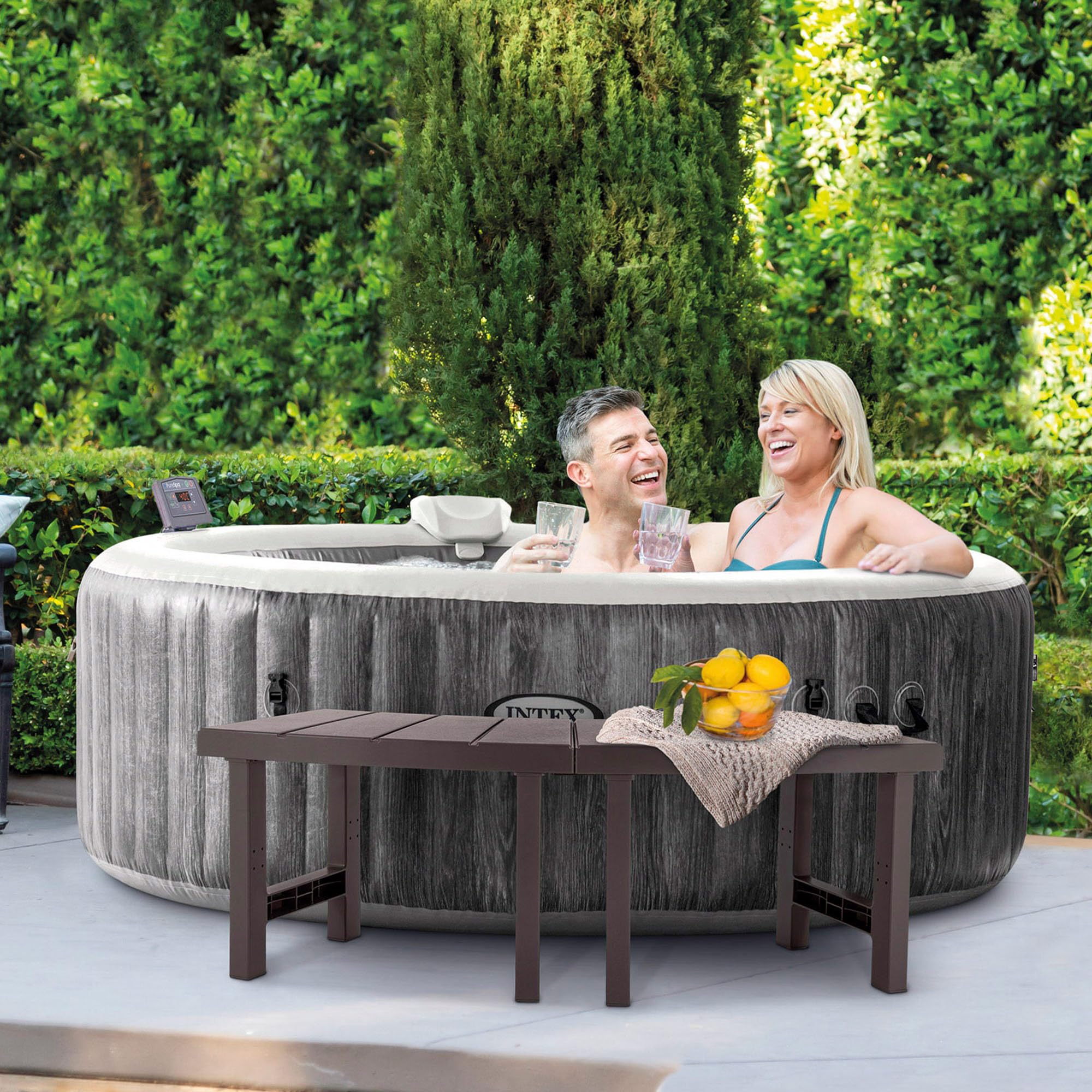 Intex Zestaw 4 sztuk 2 Medium Plus 2 High Entourage Spa 4-osobowy okrągły, szary antracytowy