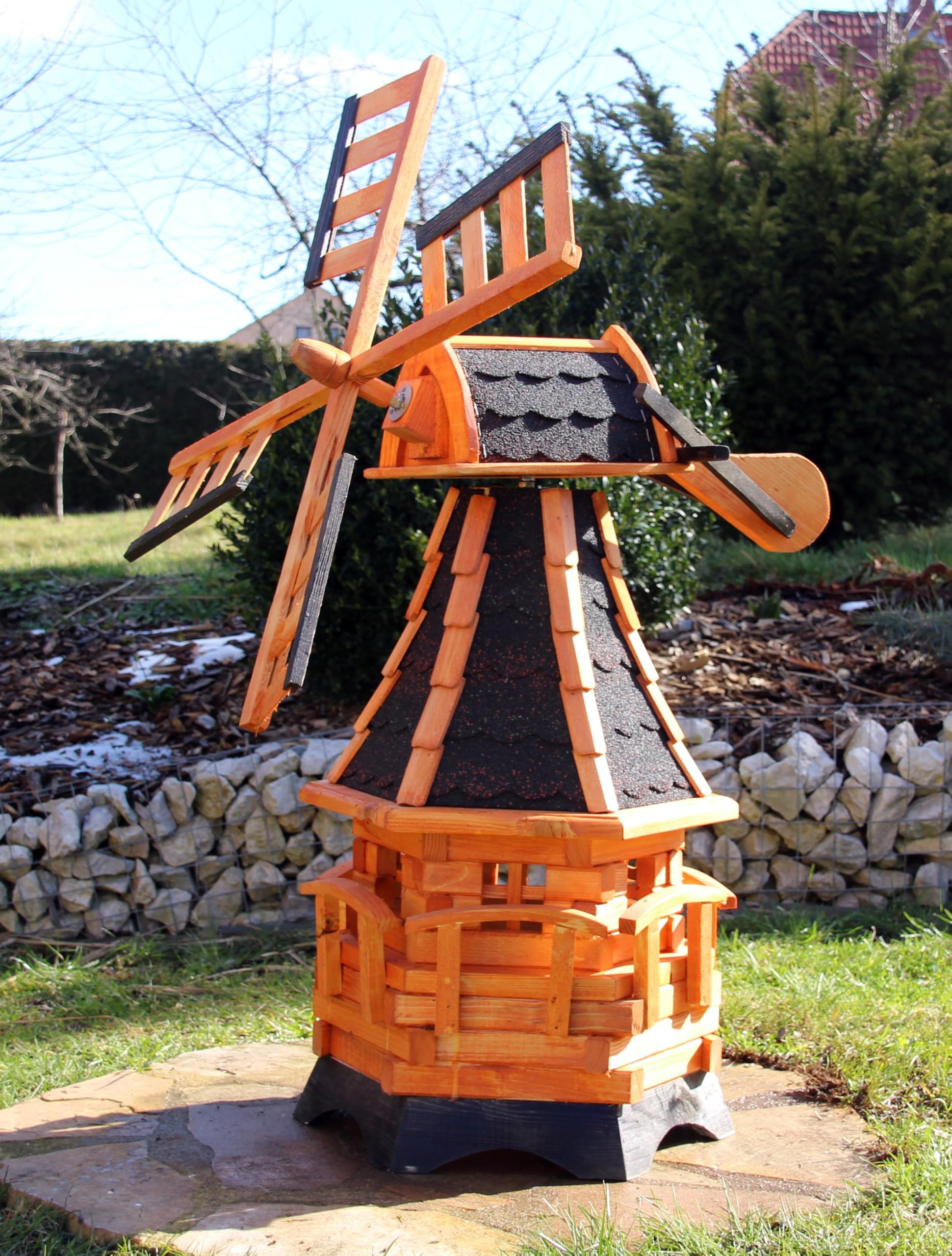 Weatherproof Windmill 1.00 m Wooden with Solar Type 19 (Black)
