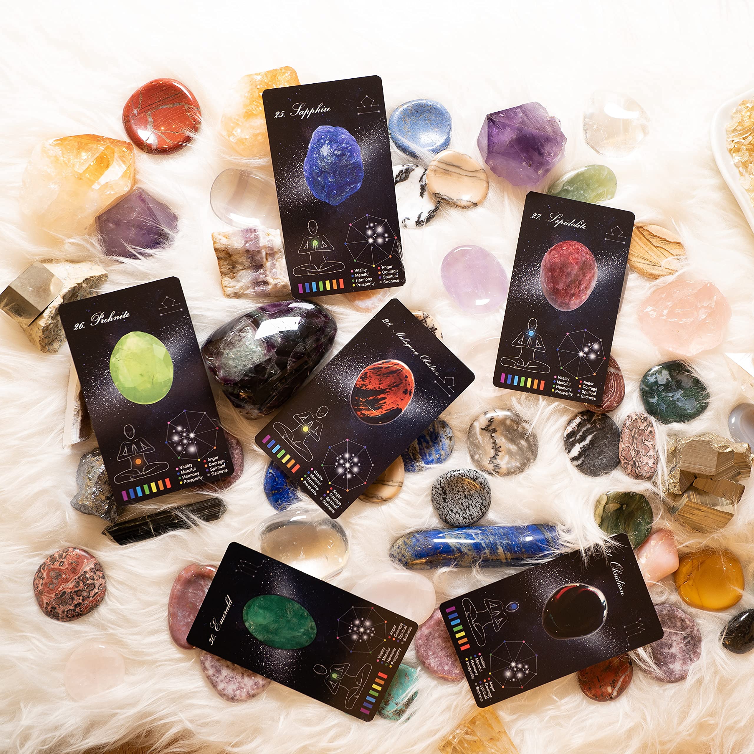 PRIME MUSE Crystals Healing Cards, Oracle Deck with Guidebook Set