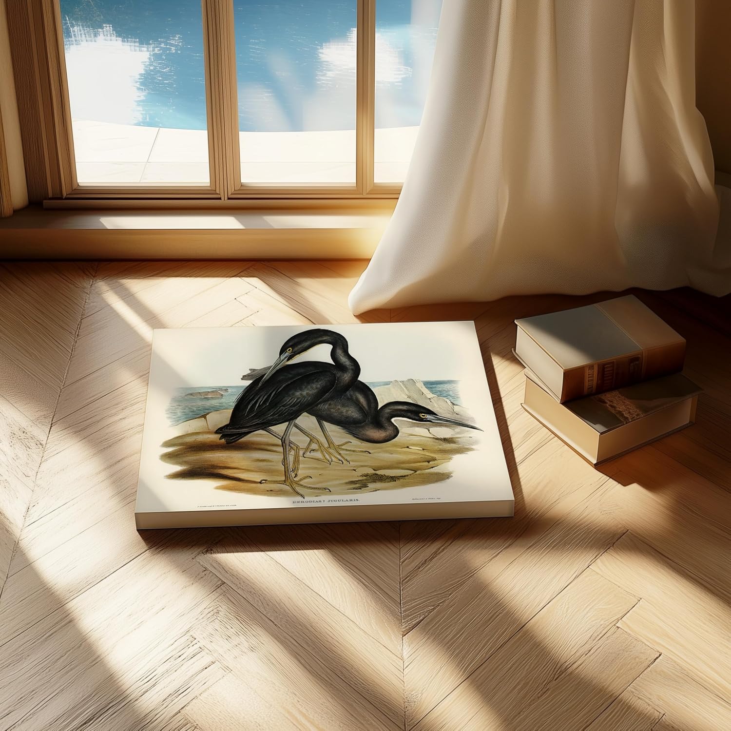 Poster Master Vintage Blue Reef Heron Canvas - Retro Heron Print - Bird Art - Gift for Men, Women & Animal Lover - Wall Decor for Office, Dorm, Living Room or Bedroom - 8x10 STRETCHED Canvas