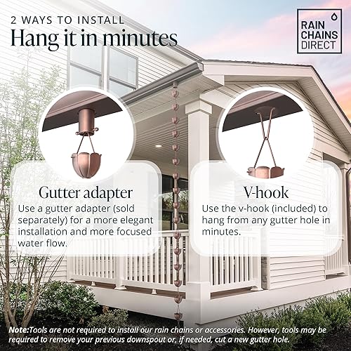 Miniatura 8 de Rain Chains Direct - Cadena de eslabones cuadrados (aluminio) (8.5 pies)