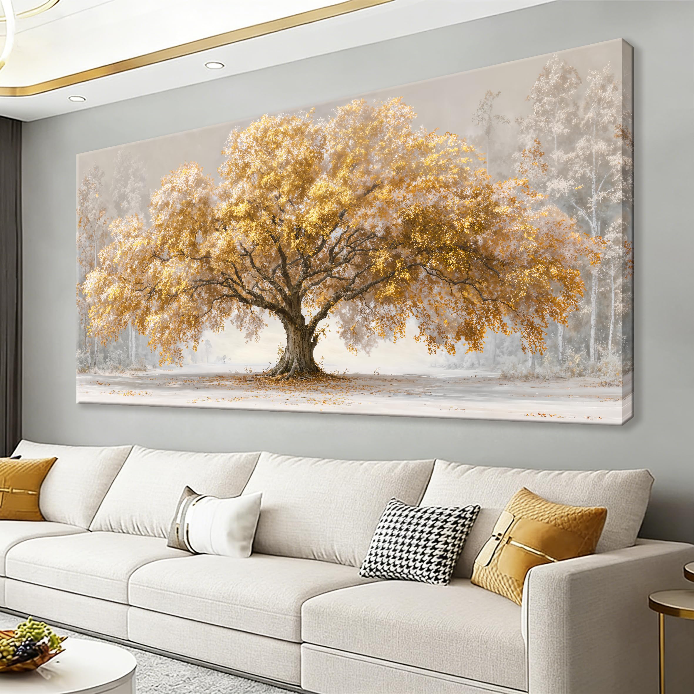 Gold Tree Of Life Wall Art Prints Modern Tree Landscape Pictures For Bedroom Wall Decor Gold Canvas Wall Art Decor For Living Room Bathroom Office Decorations 2