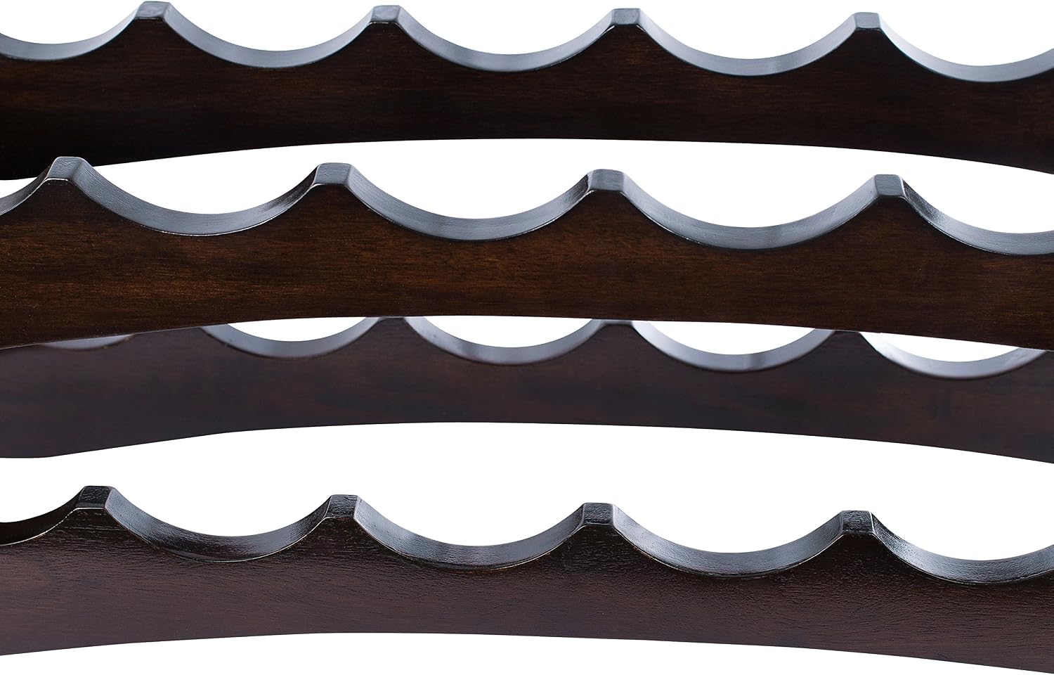 BIRDROCK HOME Stackable Wood Wine Rack | Wine Stand | 2 Wooden Wave Bars | Set of 2 | 12 Bottle | Espresso