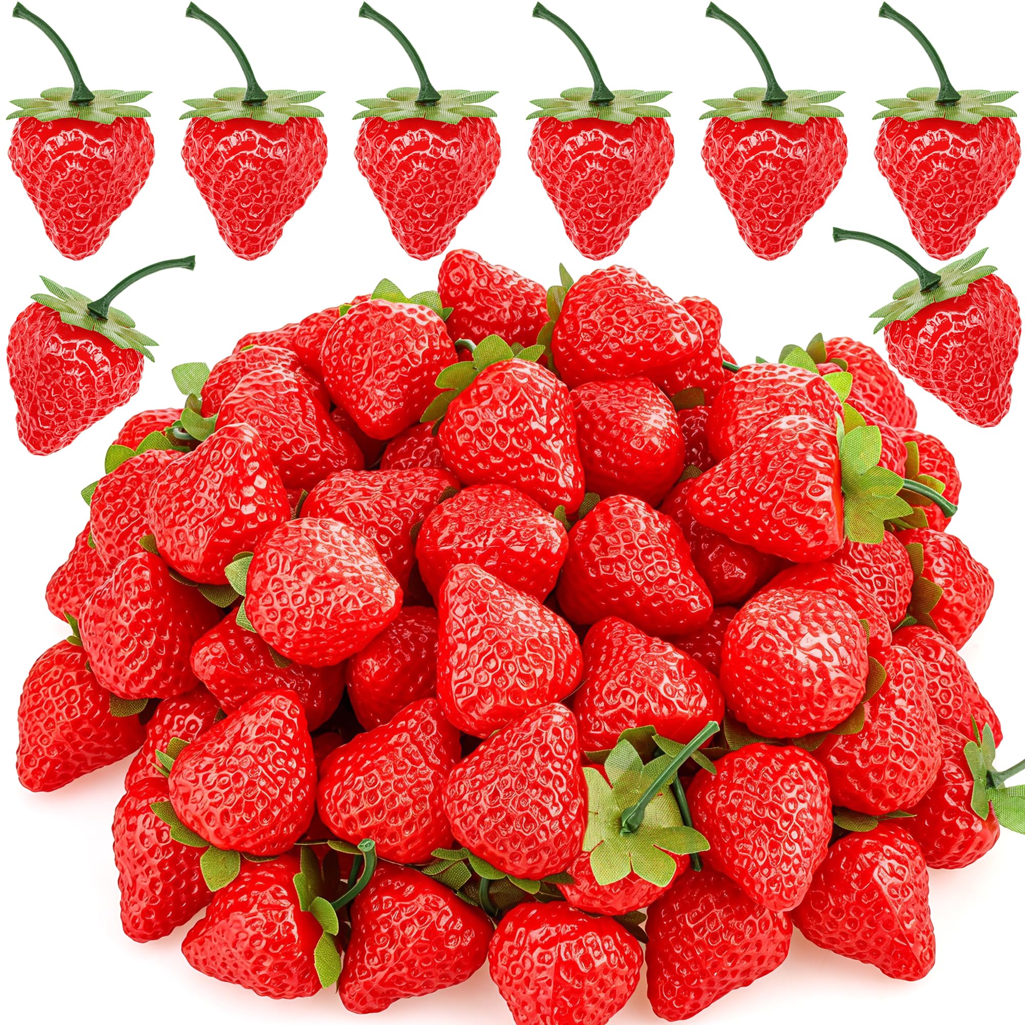 Gresorth Red 30Pcs Artificial Lifelike Strawberry Decoration Fake Fruit For Home Party Table Christmas Display Photography Props