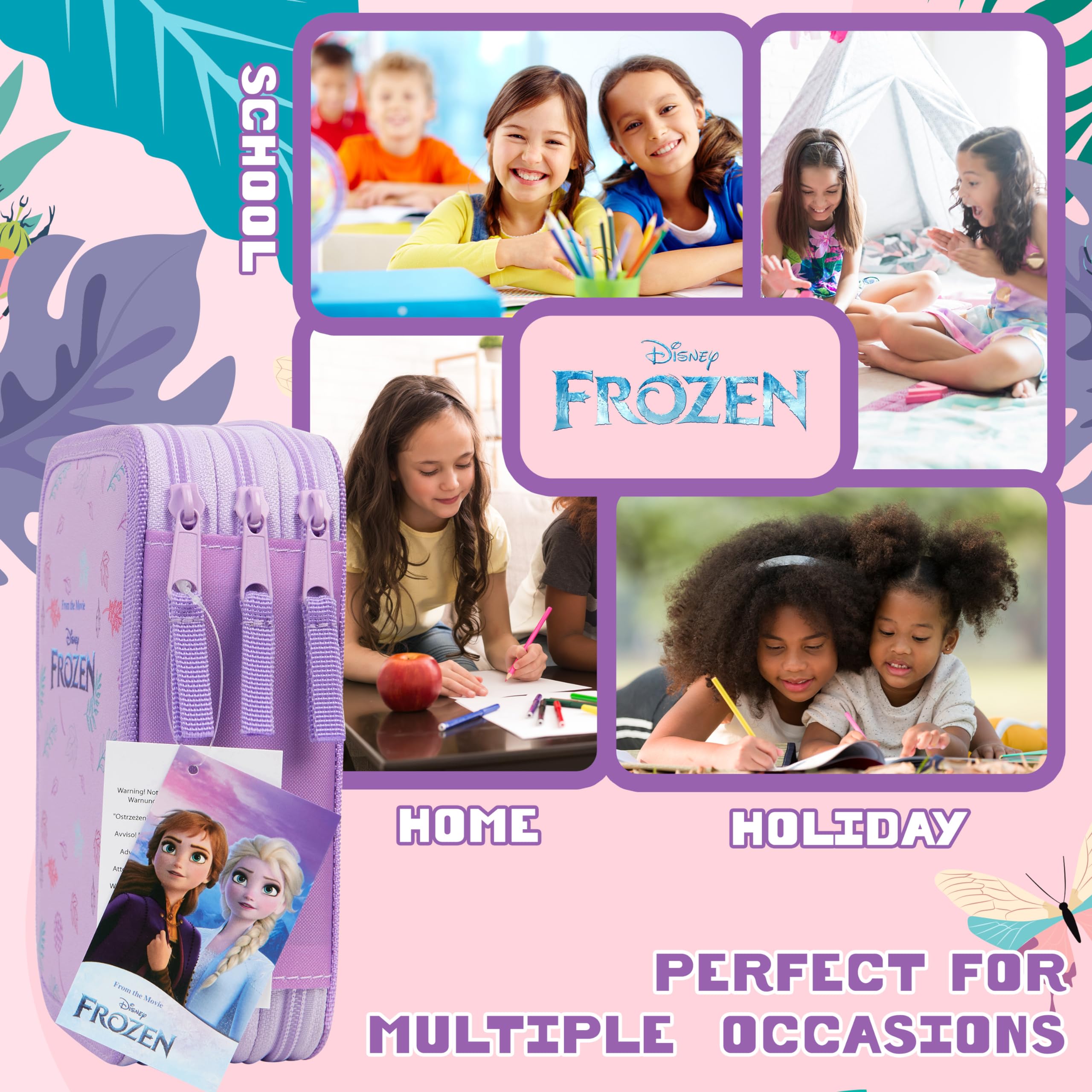 Disney Riempito Astuccio con Cancelleria Scuola (Frozen Tripla Zip)